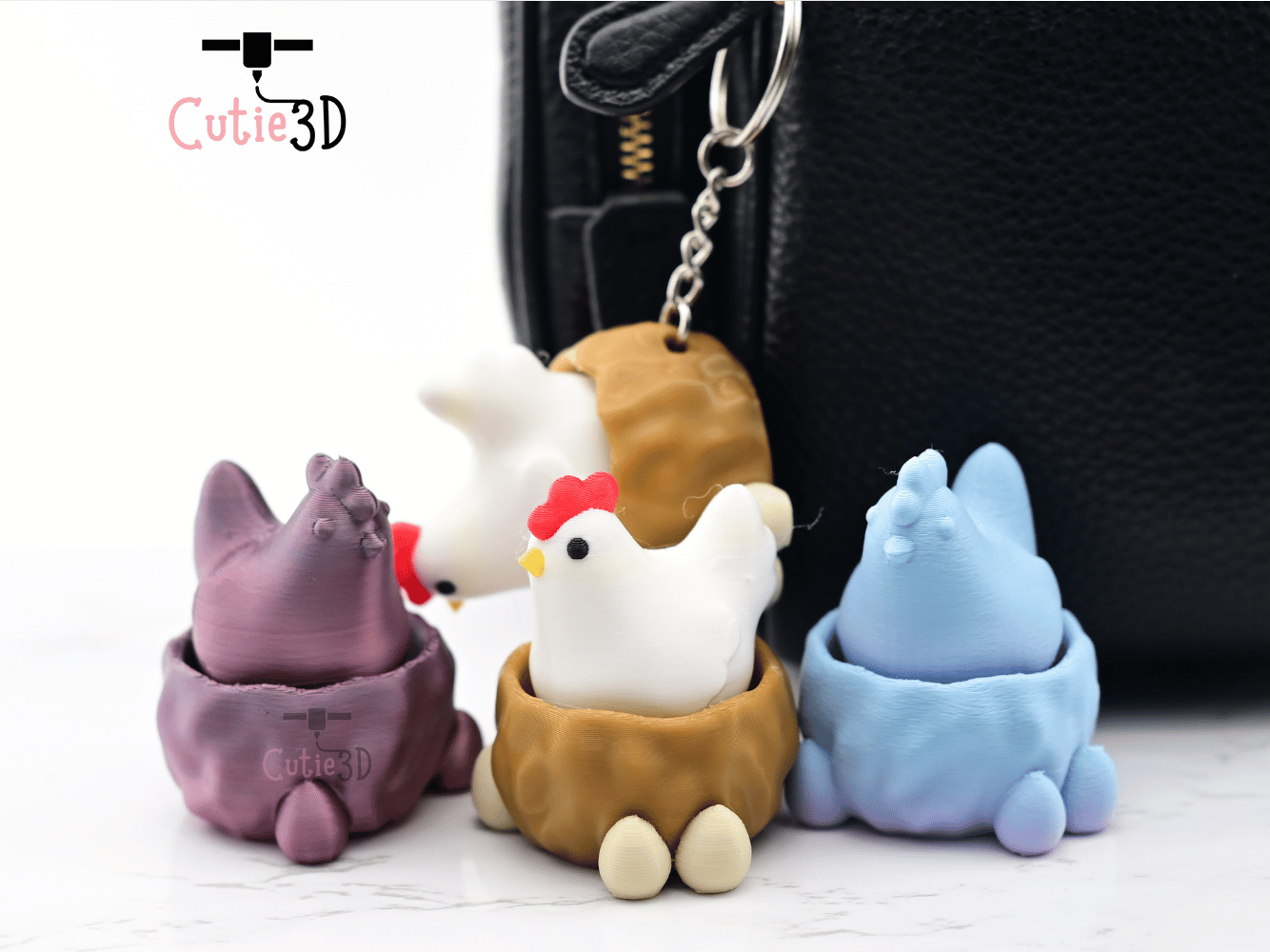 Digital Downloads - Cutie3D Egg Nesting Hen Keycap Fidget Clicker Keychain - Cute Backpack Keychain