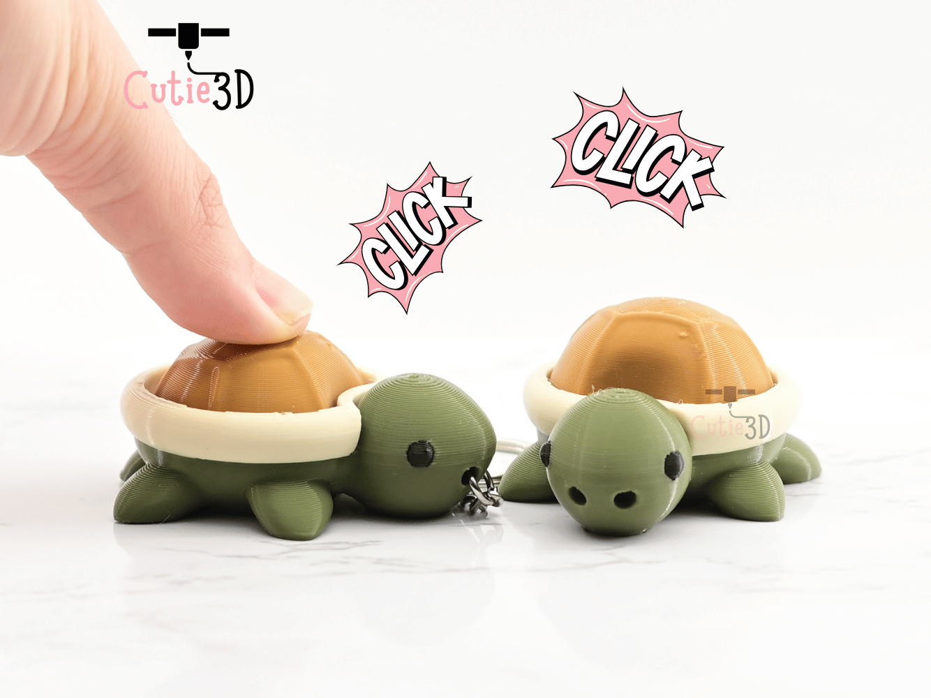 Digital Downloads - Cutie3D Fidget Clicker Adorable Turtle Keychain - Cute Backpack Keychain