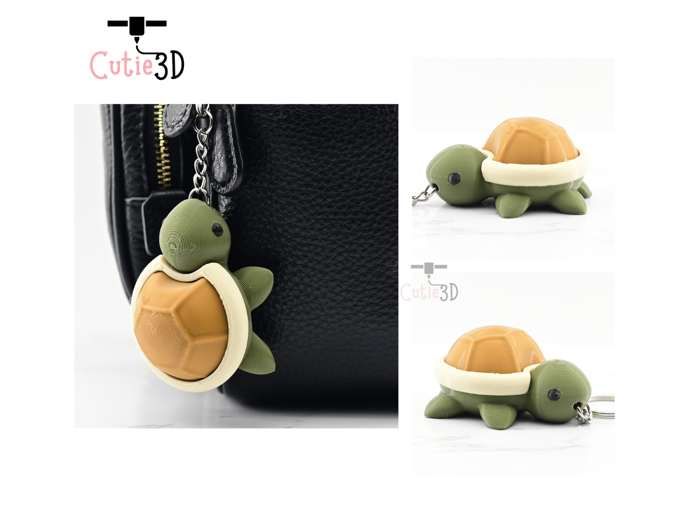 Digital Downloads - Cutie3D Fidget Clicker Adorable Turtle Keychain - Cute Backpack Keychain