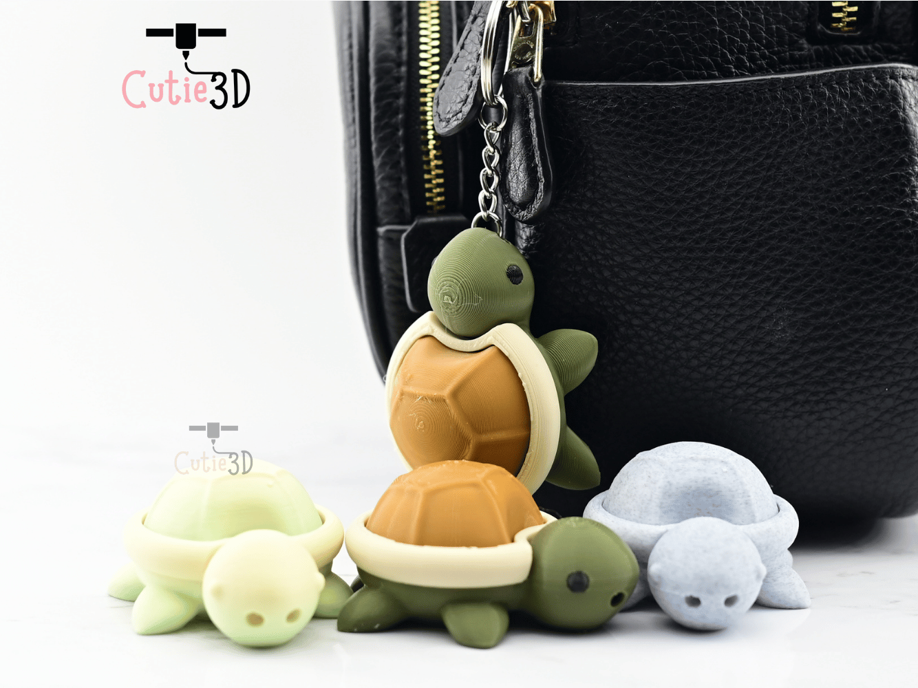 Digital Downloads - Cutie3D Fidget Clicker Adorable Turtle Keychain - Cute Backpack Keychain