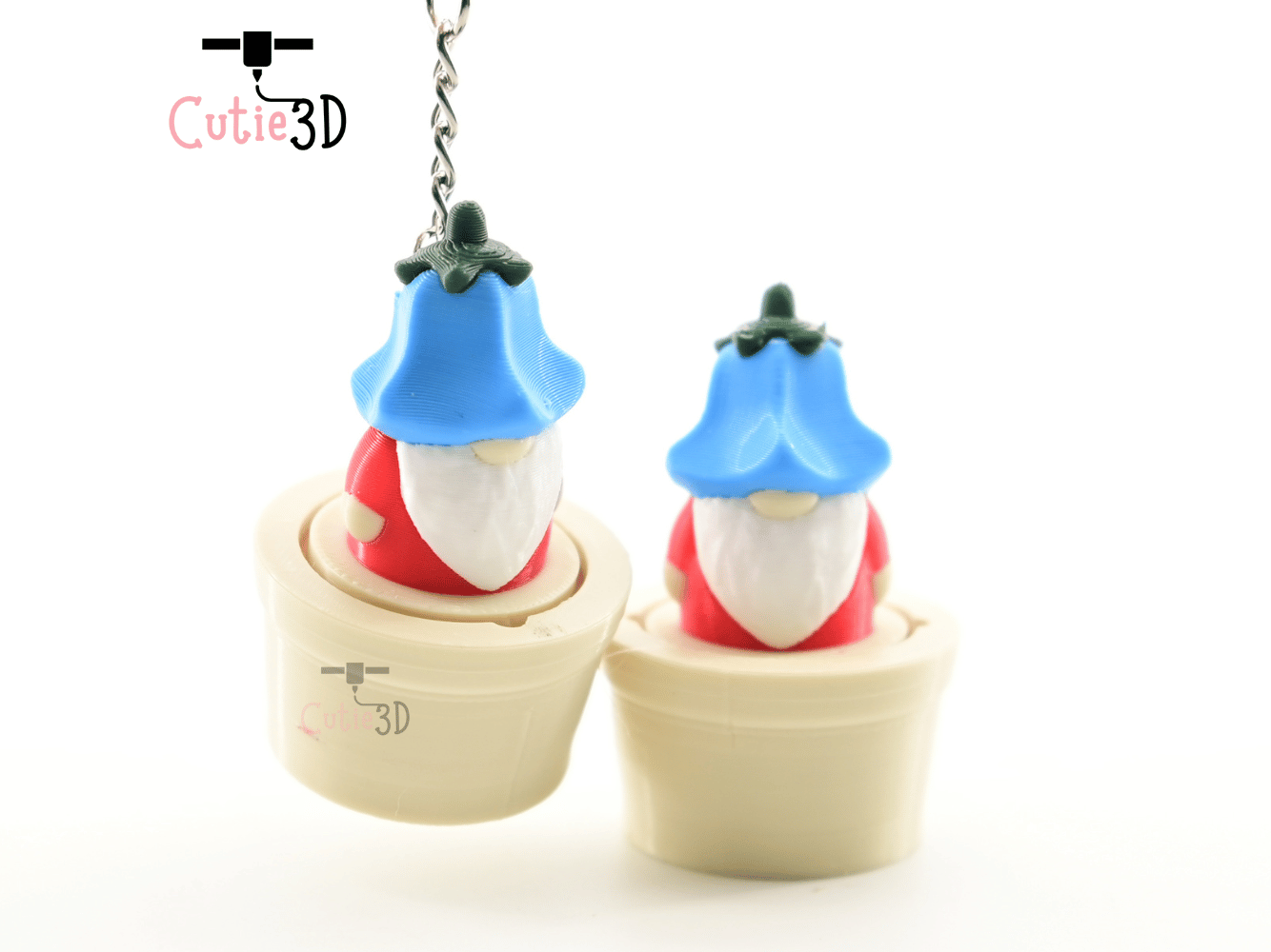 Digital Downloads - Cutie3D Flowerpot Gnome Keycap Fidget Clicker Keychain - Cute Backpack Keychain