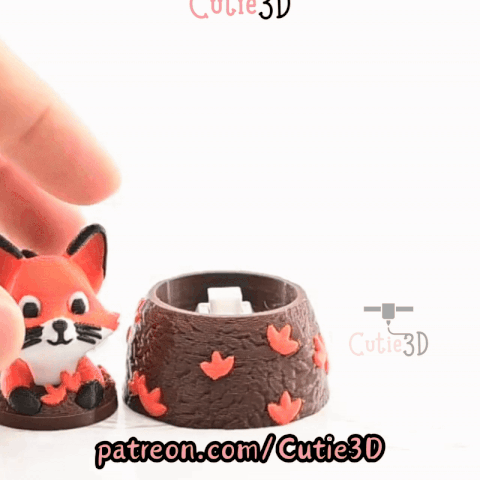 Digital Downloads - Cutie3D Fox In Fall Leaves Keycap Fidget Clicker Keychain - Cute Backpack Keychain