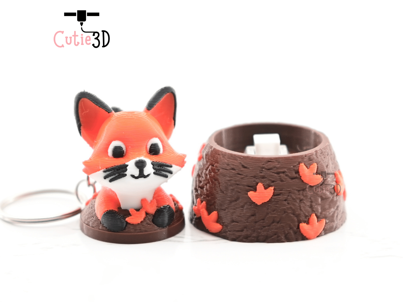Digital Downloads - Cutie3D Fox In Fall Leaves Keycap Fidget Clicker Keychain - Cute Backpack Keychain