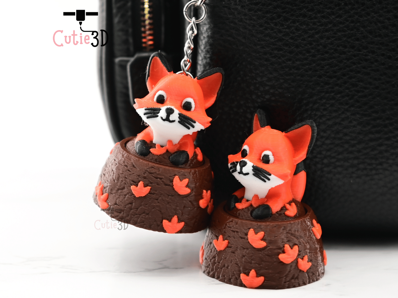 Digital Downloads - Cutie3D Fox In Fall Leaves Keycap Fidget Clicker Keychain - Cute Backpack Keychain