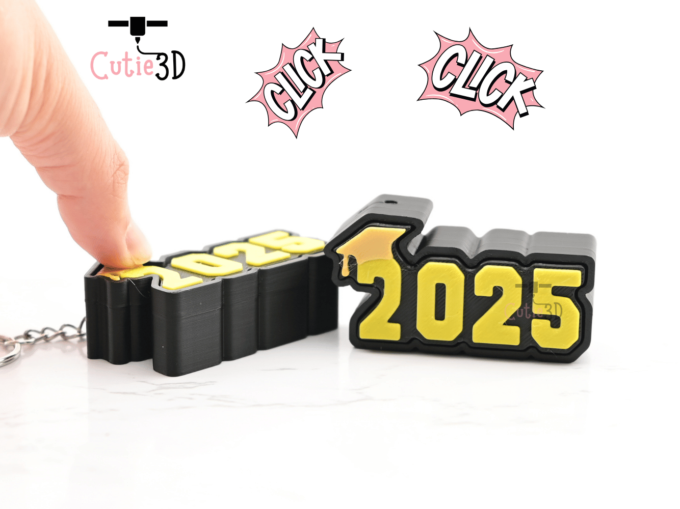 Digital Downloads - Cutie3D Graduation Cap 2025 Keycap Fidget Clicker Keychain - Cute Backpack Keychain