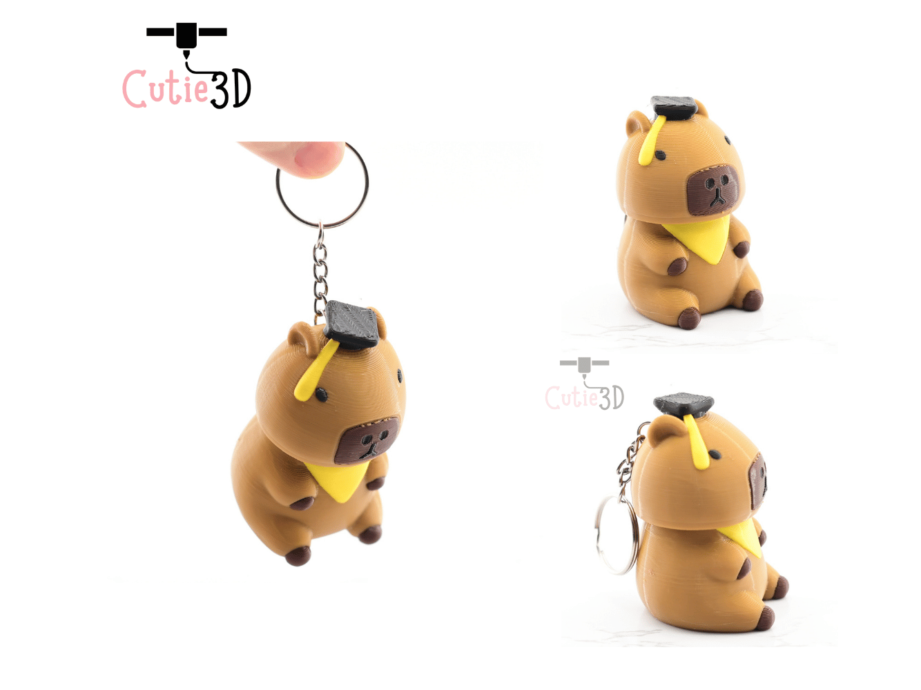 Digital Downloads - Cutie3D Graduation Capybara Keycap Fidget Clicker Keychain - Cute Backpack Keychain