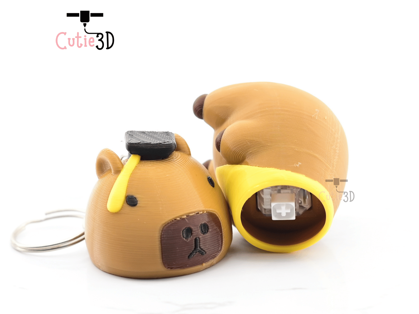 Digital Downloads - Cutie3D Graduation Capybara Keycap Fidget Clicker Keychain - Cute Backpack Keychain