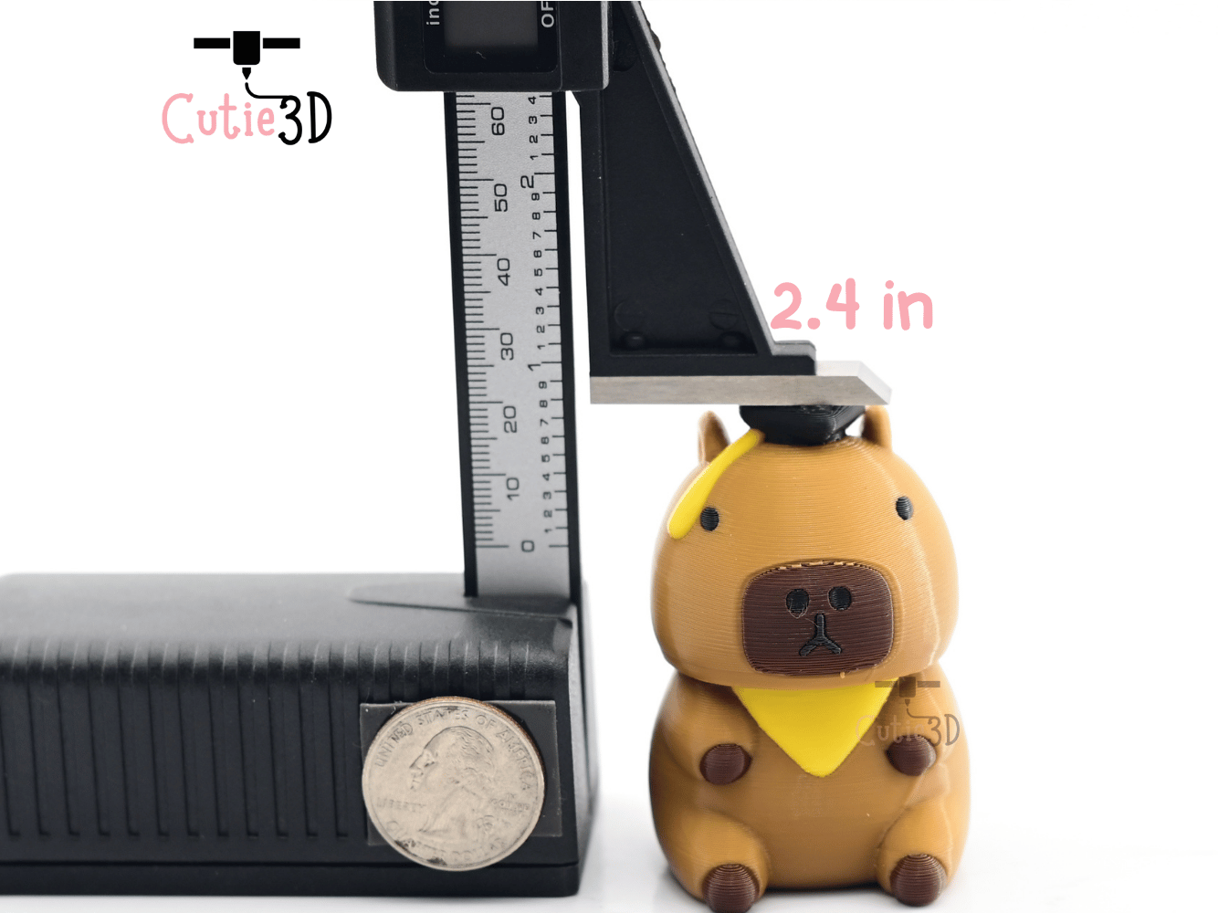 Digital Downloads - Cutie3D Graduation Capybara Keycap Fidget Clicker Keychain - Cute Backpack Keychain