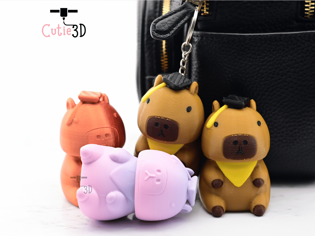 Digital Downloads - Cutie3D Graduation Capybara Keycap Fidget Clicker Keychain - Cute Backpack Keychain