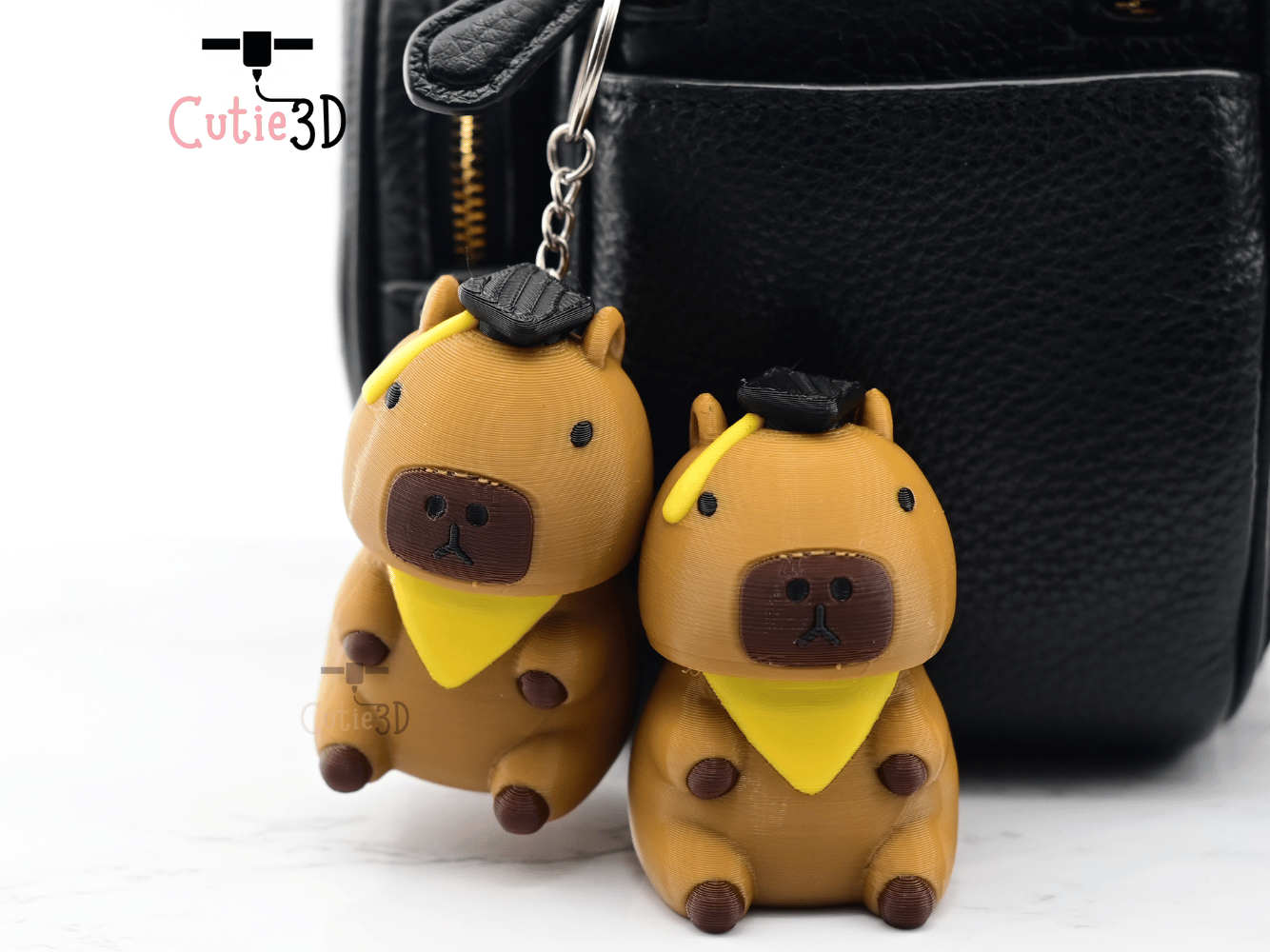 Digital Downloads - Cutie3D Graduation Capybara Keycap Fidget Clicker Keychain - Cute Backpack Keychain