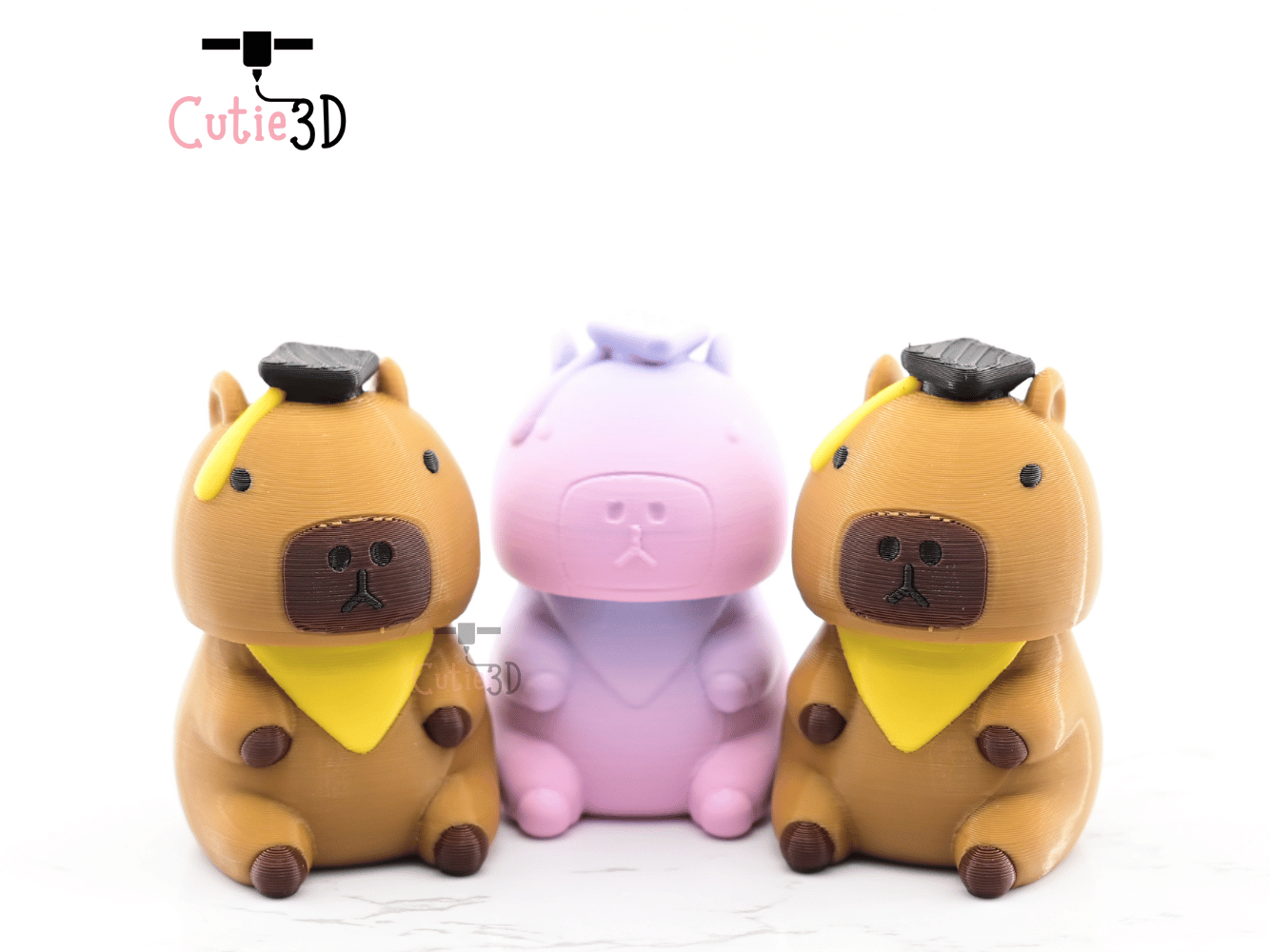 Digital Downloads - Cutie3D Graduation Capybara Keycap Fidget Clicker Keychain - Cute Backpack Keychain