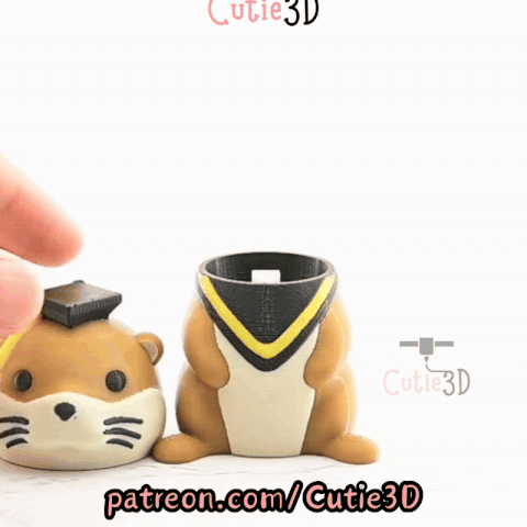 Digital Downloads - Cutie3D Graduation Otter Keycap Fidget Clicker Keychain - Cute Backpack Keychain