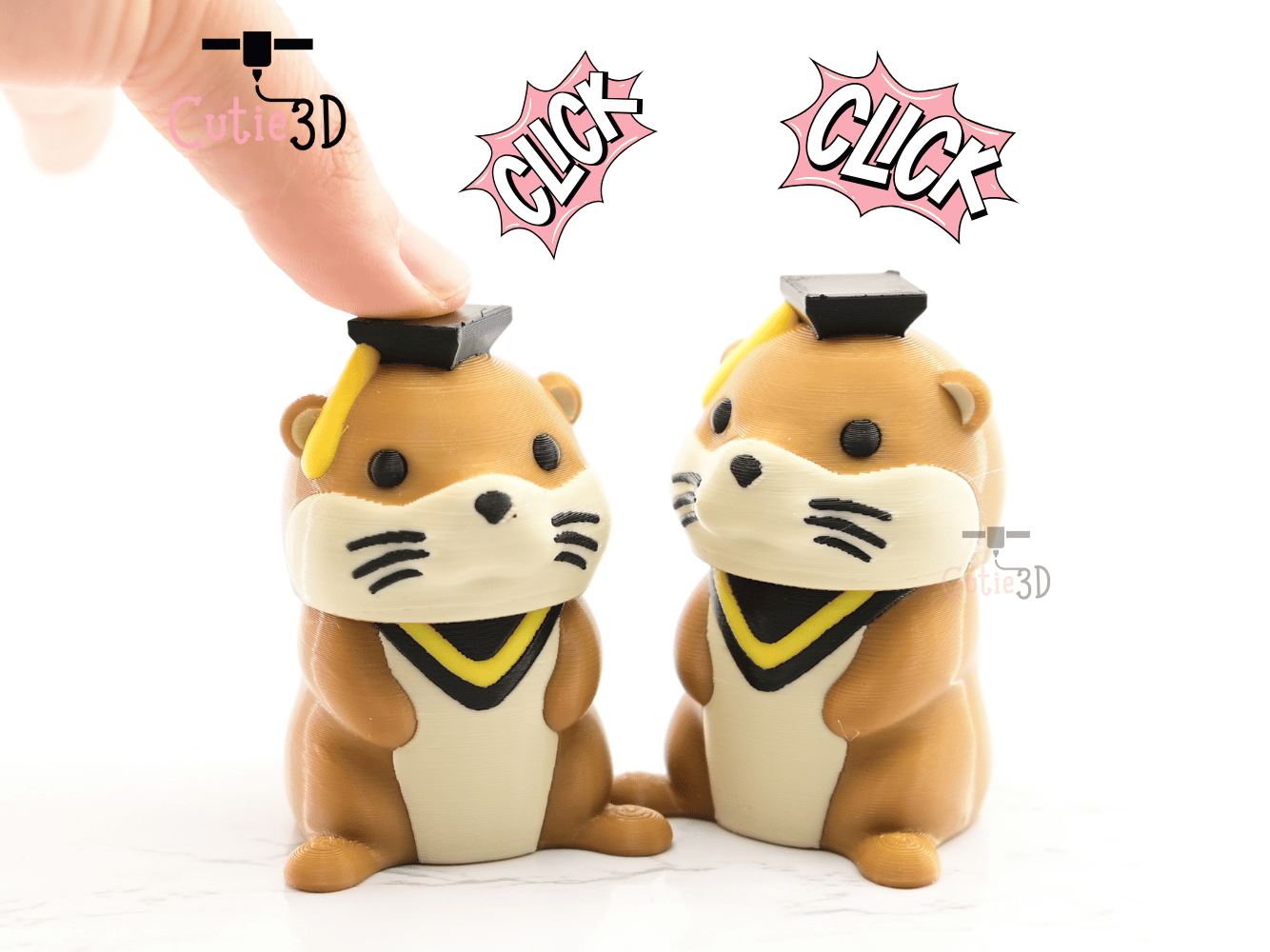 Digital Downloads - Cutie3D Graduation Otter Keycap Fidget Clicker Keychain - Cute Backpack Keychain