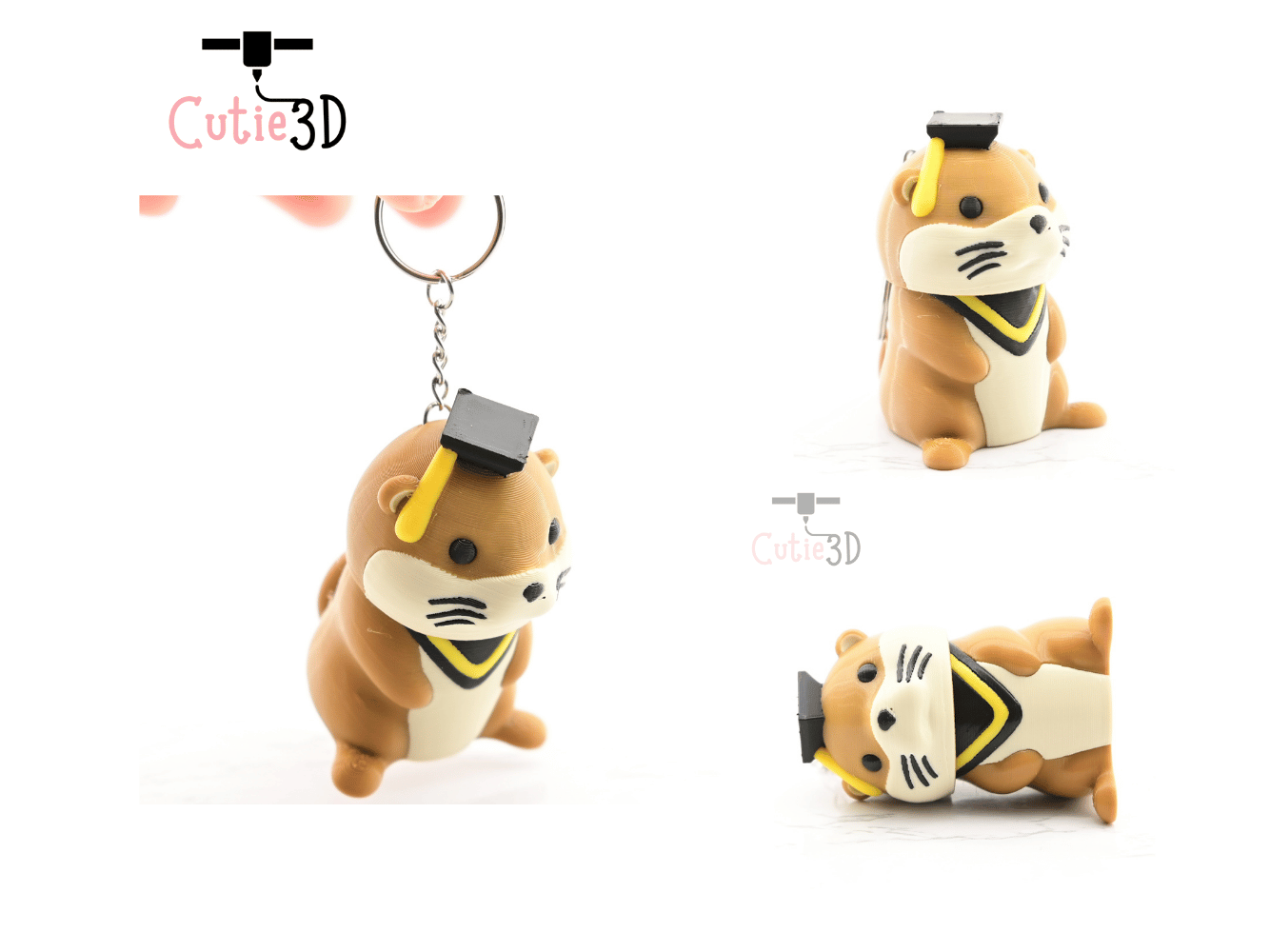 Digital Downloads - Cutie3D Graduation Otter Keycap Fidget Clicker Keychain - Cute Backpack Keychain