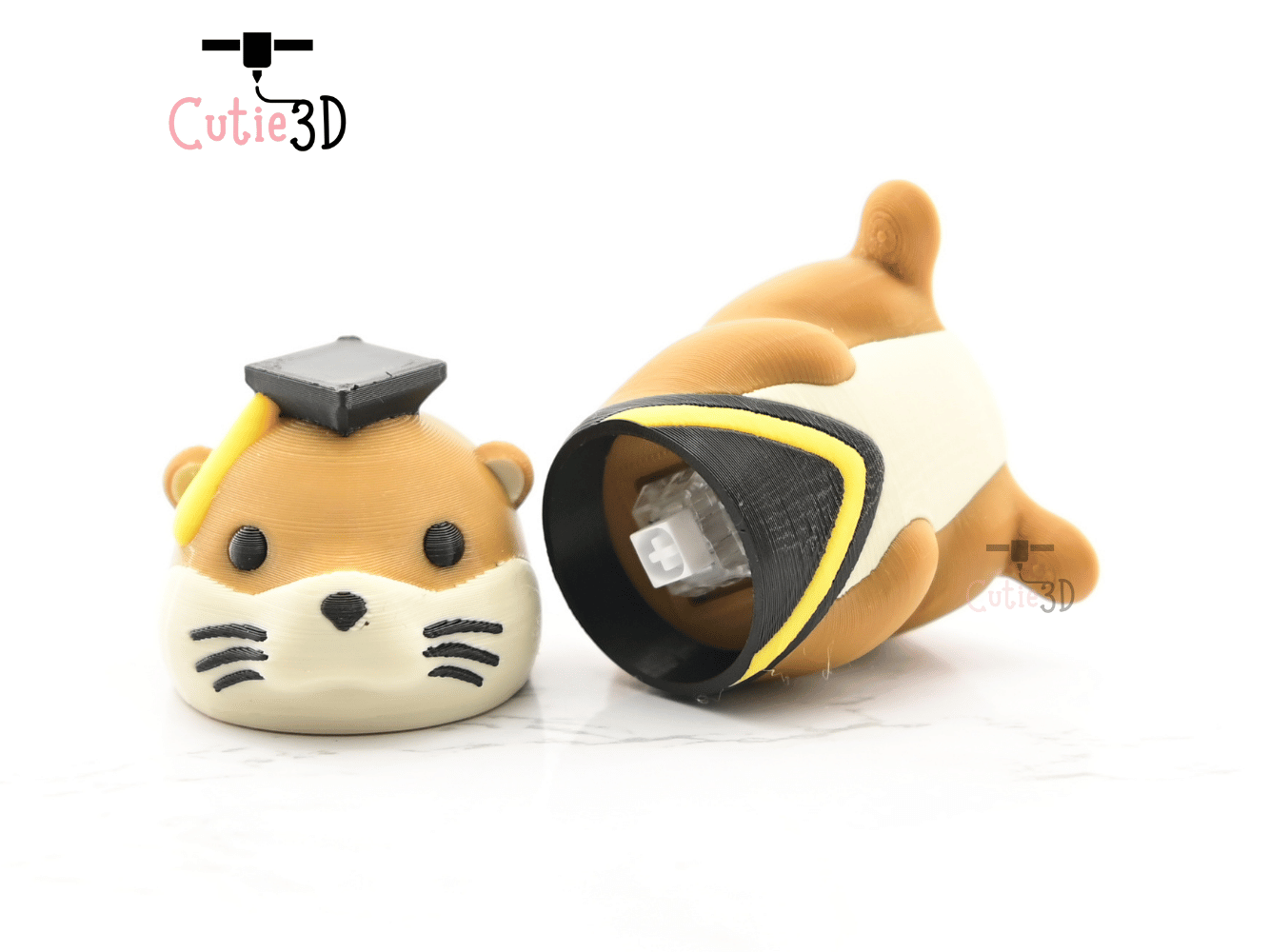 Digital Downloads - Cutie3D Graduation Otter Keycap Fidget Clicker Keychain - Cute Backpack Keychain