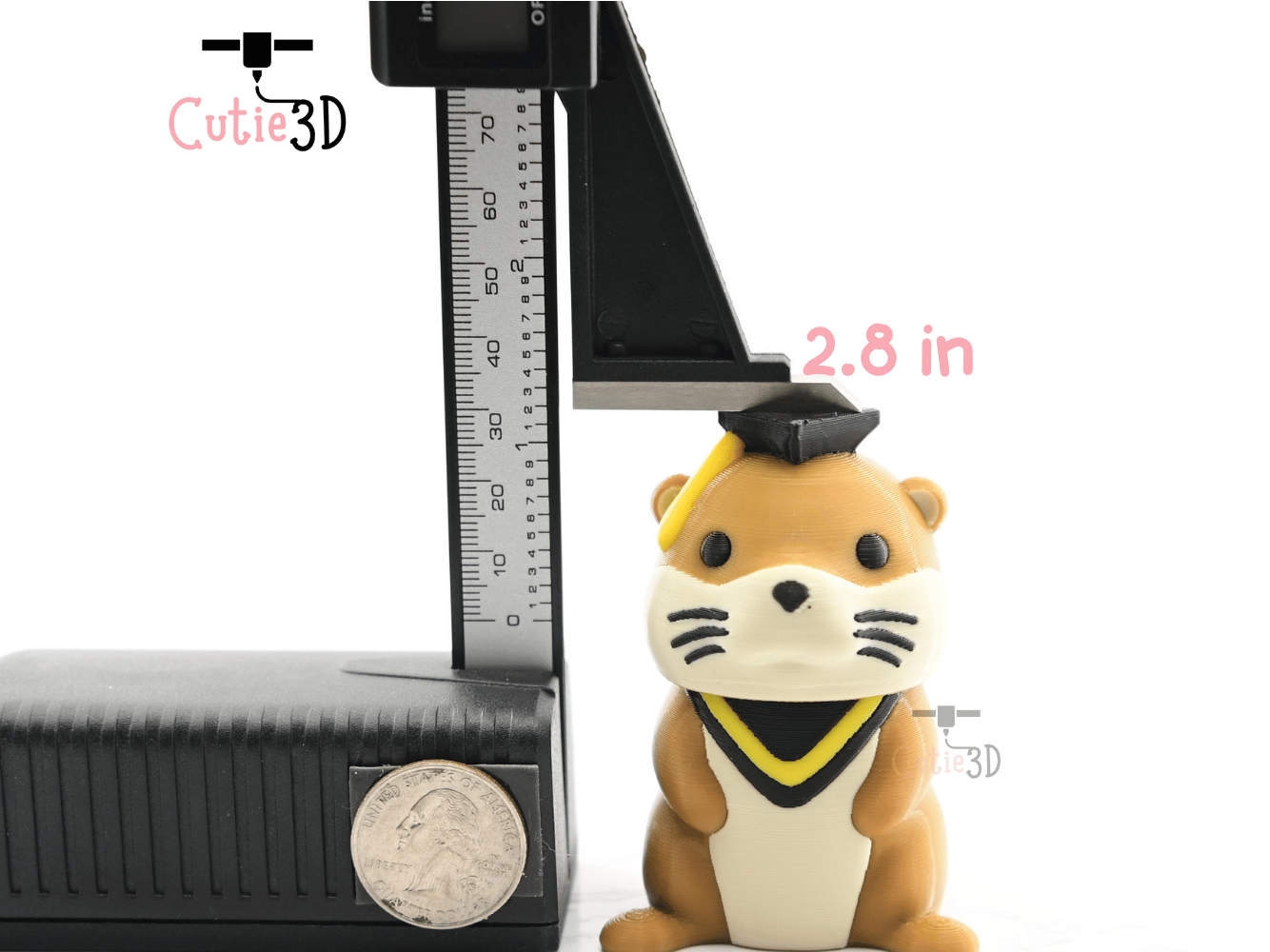 Digital Downloads - Cutie3D Graduation Otter Keycap Fidget Clicker Keychain - Cute Backpack Keychain