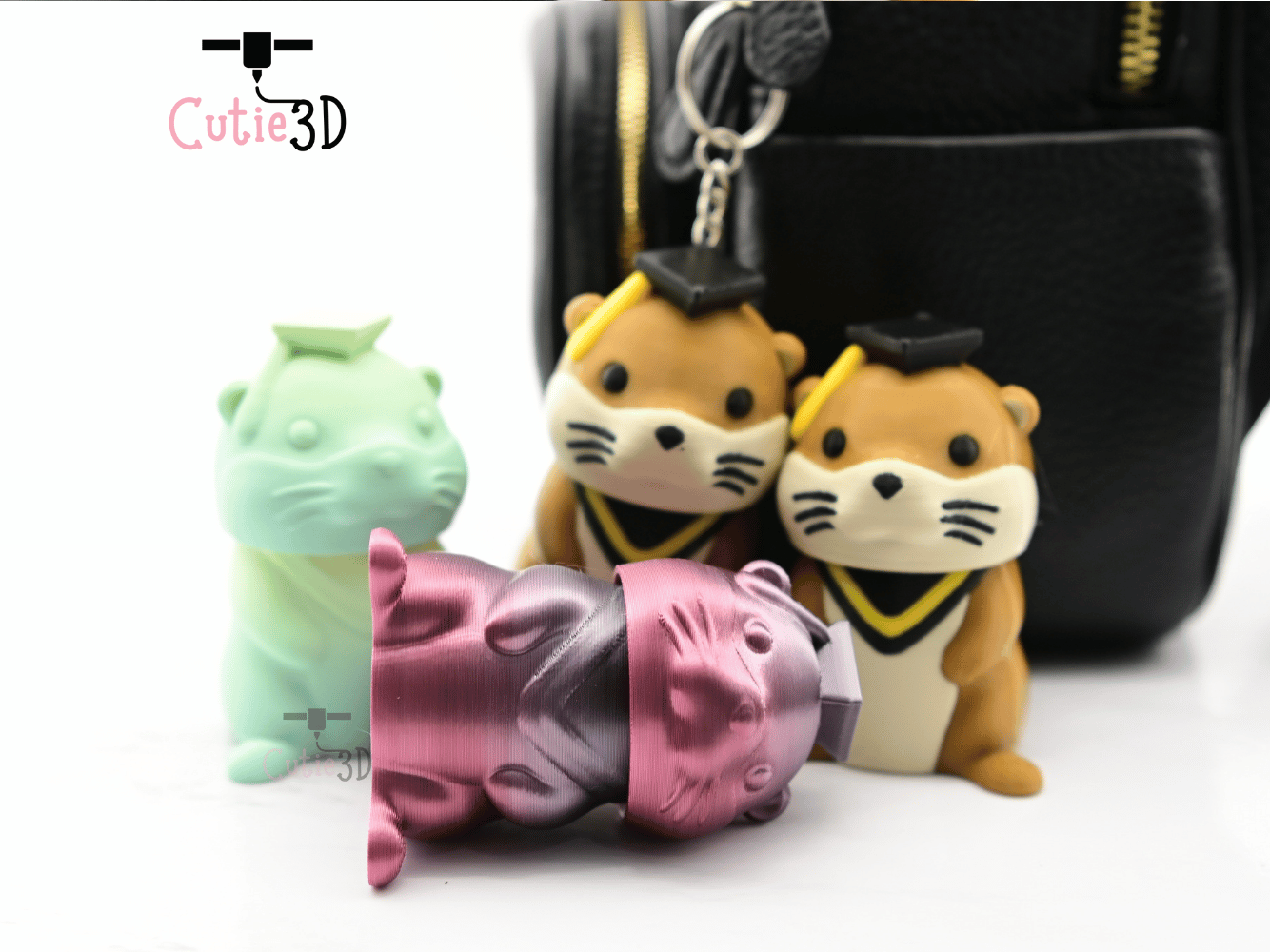 Digital Downloads - Cutie3D Graduation Otter Keycap Fidget Clicker Keychain - Cute Backpack Keychain