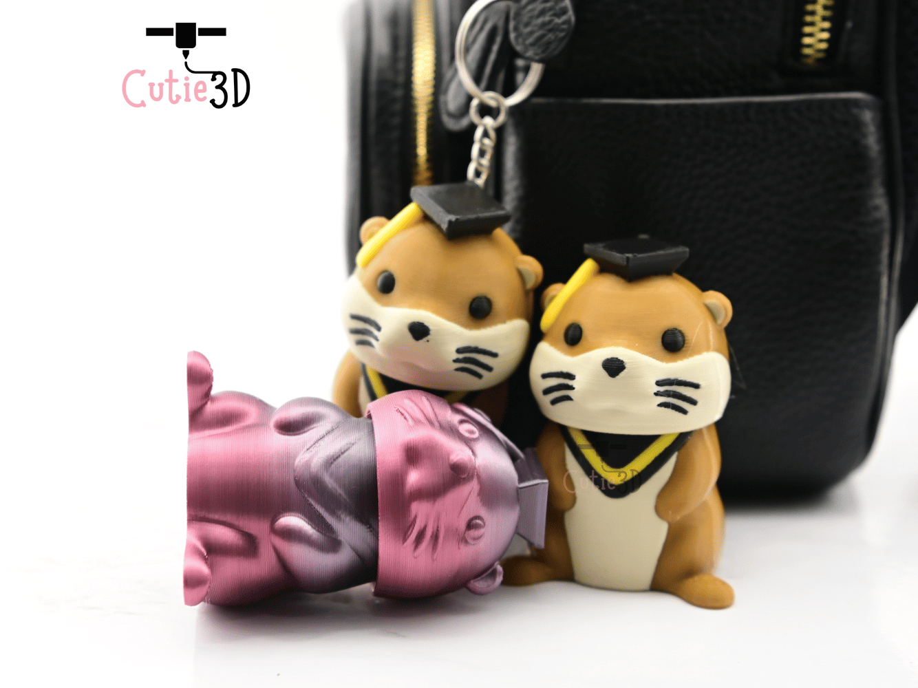 Digital Downloads - Cutie3D Graduation Otter Keycap Fidget Clicker Keychain - Cute Backpack Keychain