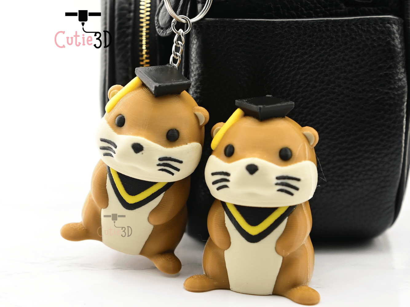Digital Downloads - Cutie3D Graduation Otter Keycap Fidget Clicker Keychain - Cute Backpack Keychain