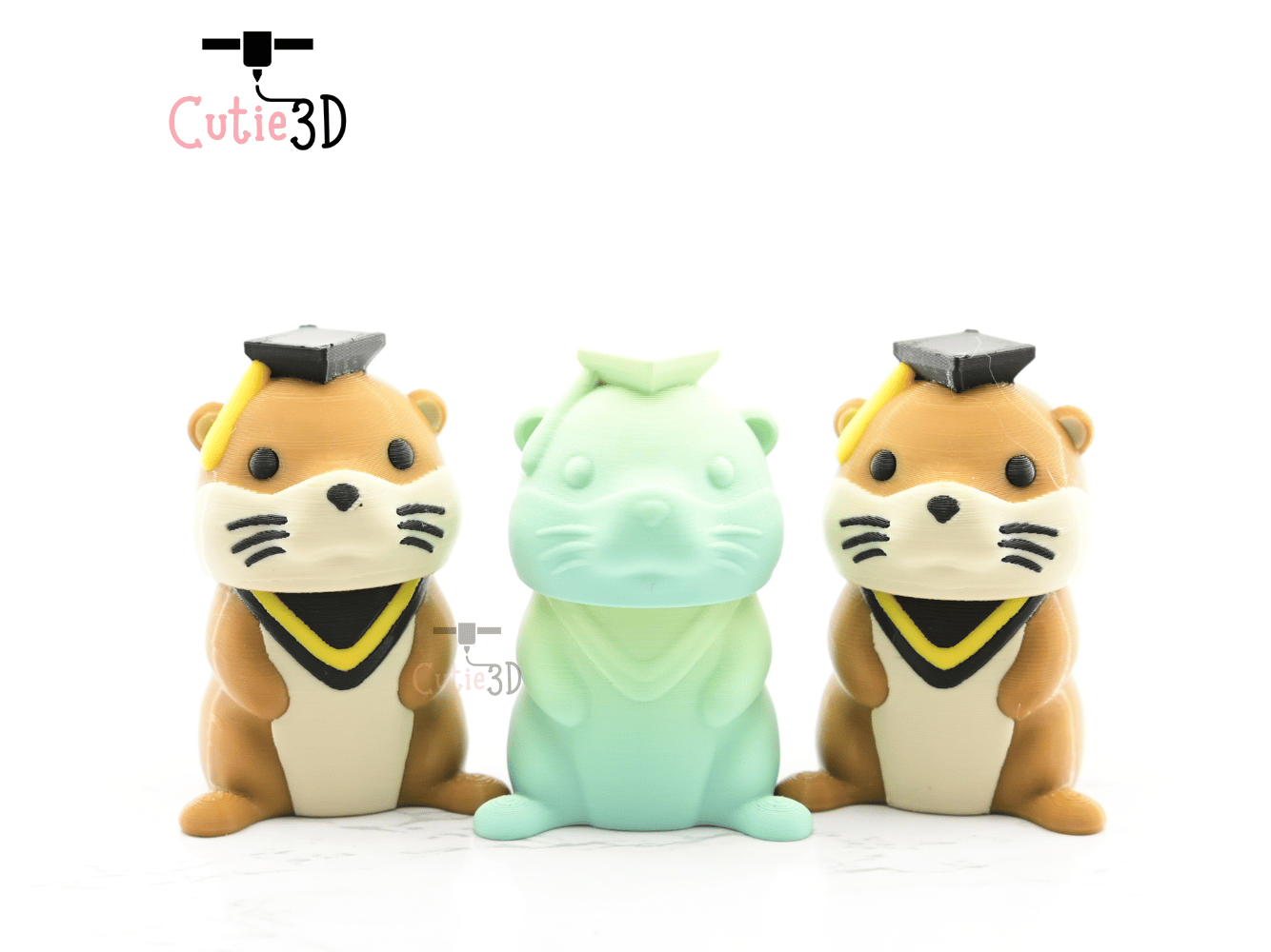 Digital Downloads - Cutie3D Graduation Otter Keycap Fidget Clicker Keychain - Cute Backpack Keychain