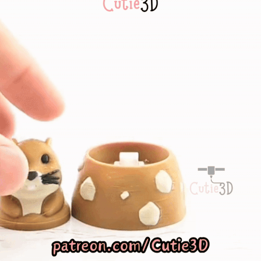 Digital Downloads - Cutie3D Groundhog In Dirt Hole Keycap Fidget Clicker Keychain - Cute Backpack Keychain