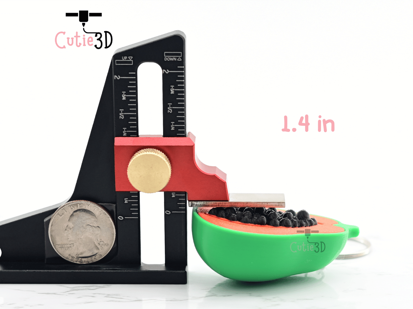 Digital Downloads - Cutie3D Half Cut Papaya Keycap Fidget Clicker Keychain - Cute Backpack Keychain
