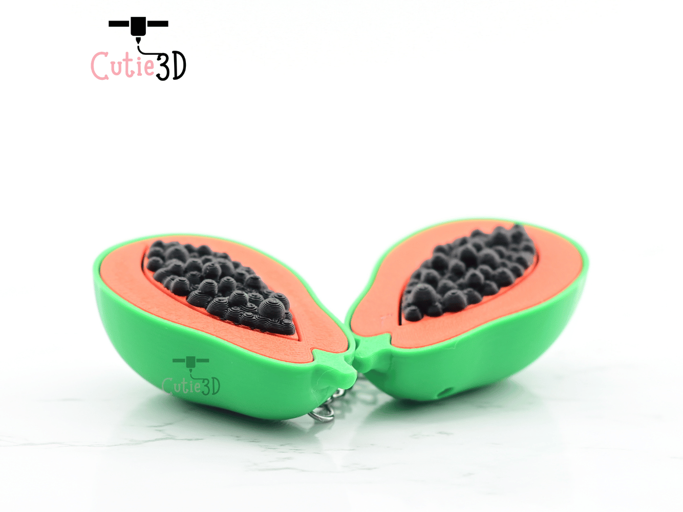 Digital Downloads - Cutie3D Half Cut Papaya Keycap Fidget Clicker Keychain - Cute Backpack Keychain
