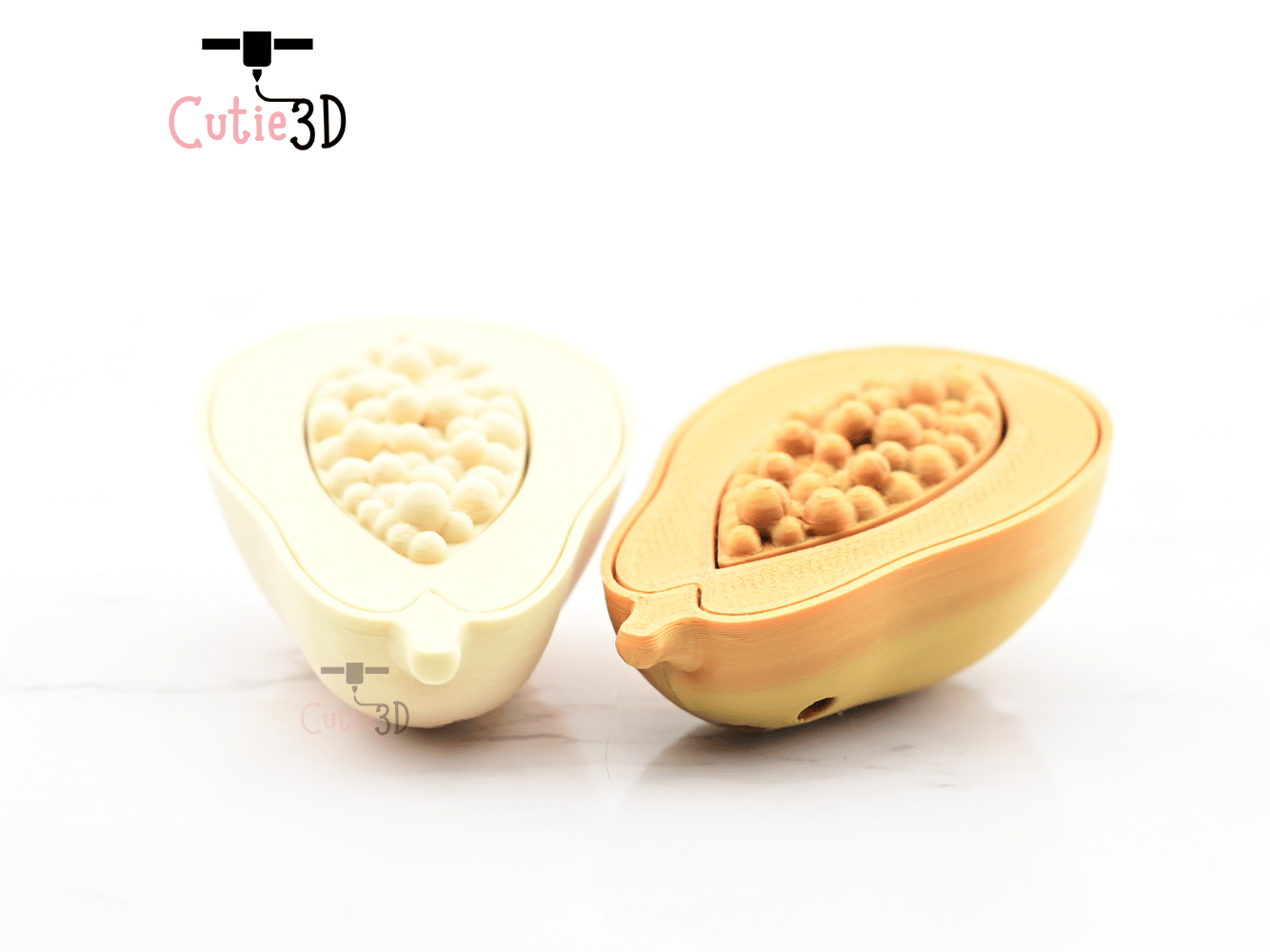 Digital Downloads - Cutie3D Half Cut Papaya Keycap Fidget Clicker Keychain - Cute Backpack Keychain