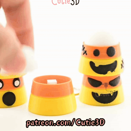 Digital Downloads - Cutie3D Halloween Candy Corn Set Keycap Fidget Clicker Keychain - Cute Backpack Keychain