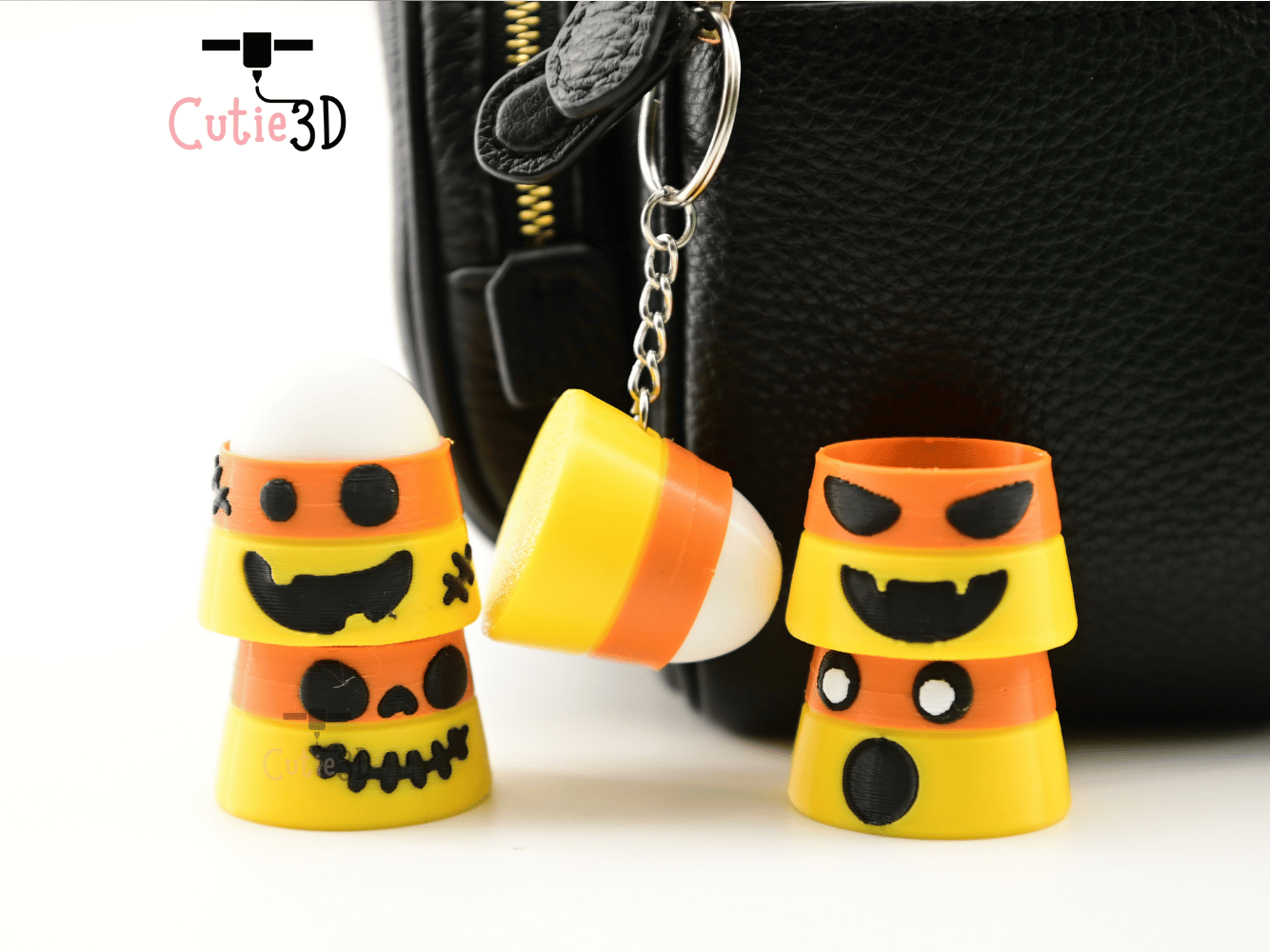 Digital Downloads - Cutie3D Halloween Candy Corn Set Keycap Fidget Clicker Keychain - Cute Backpack Keychain
