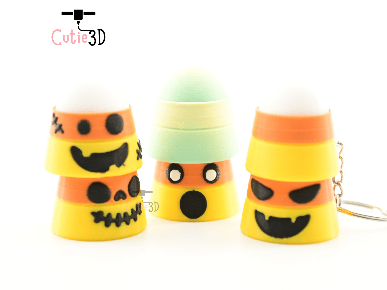 Digital Downloads - Cutie3D Halloween Candy Corn Set Keycap Fidget Clicker Keychain - Cute Backpack Keychain