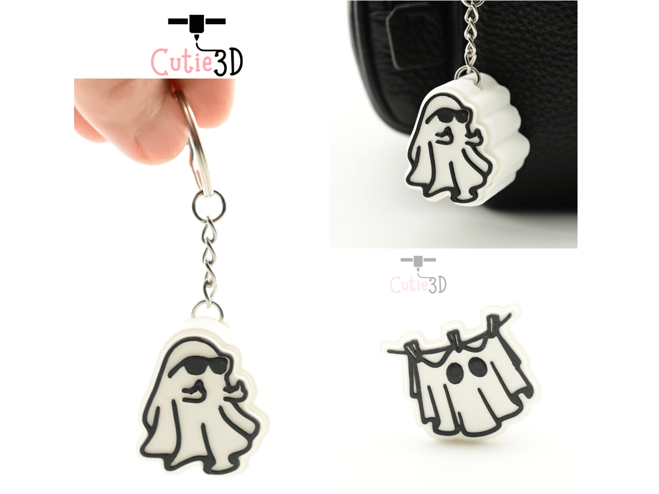 Digital Downloads - Cutie3D Halloween Ghost Keycap Set Keycap Fidget Clicker Keychain - Cute Backpack Keychain