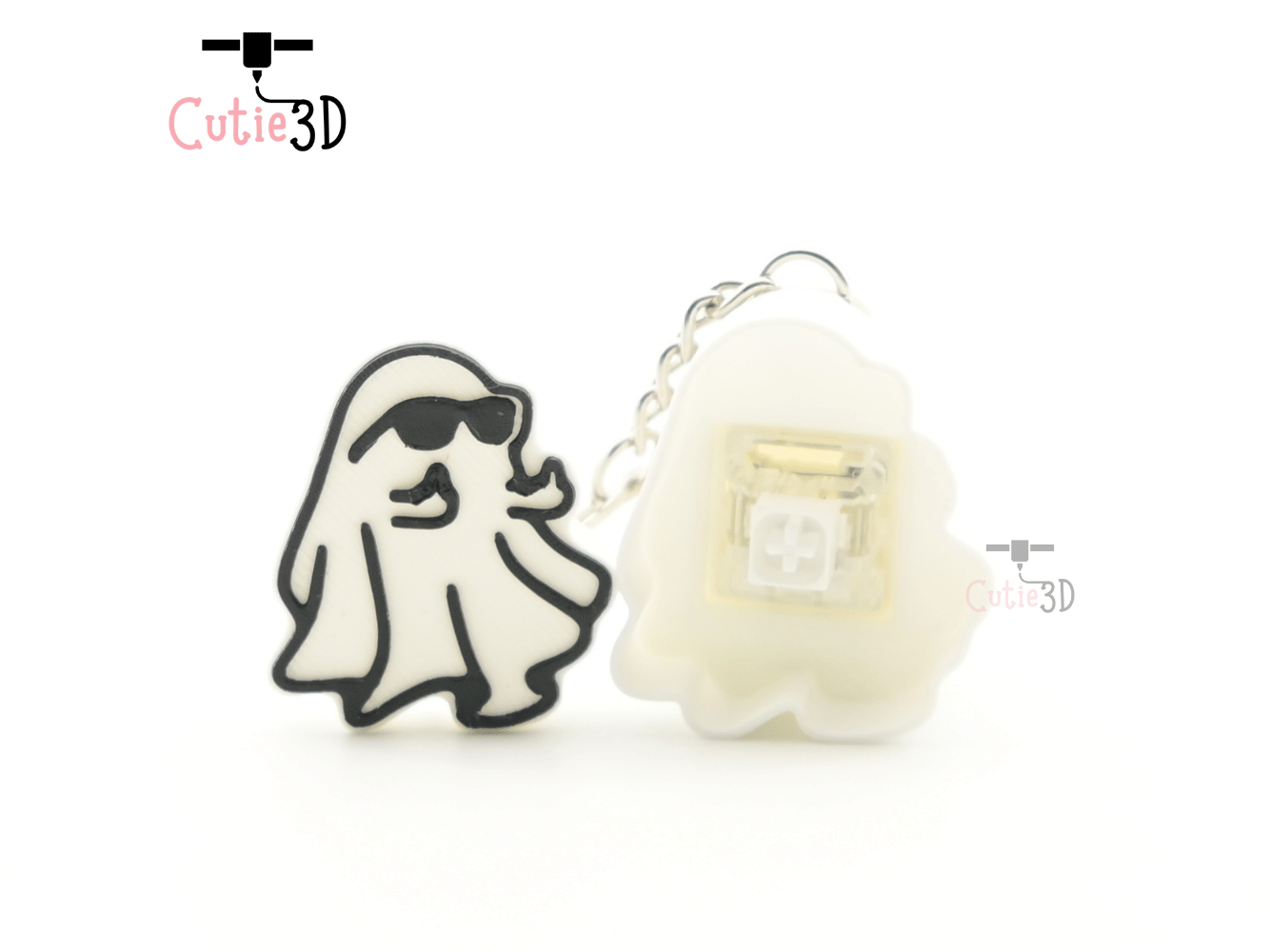Digital Downloads - Cutie3D Halloween Ghost Keycap Set Keycap Fidget Clicker Keychain - Cute Backpack Keychain