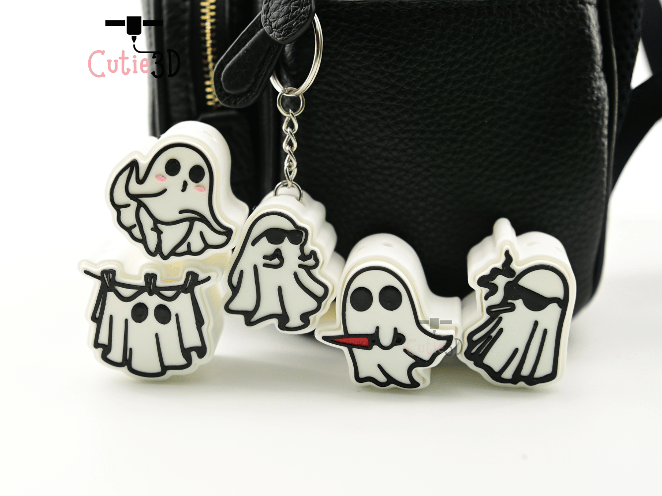 Digital Downloads - Cutie3D Halloween Ghost Keycap Set Keycap Fidget Clicker Keychain - Cute Backpack Keychain