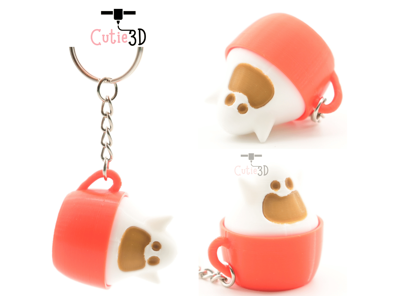 Digital Downloads - Cutie3D Halloween Ghost Mug Keycap Fidget Clicker Keychain - Cute Backpack Keychain