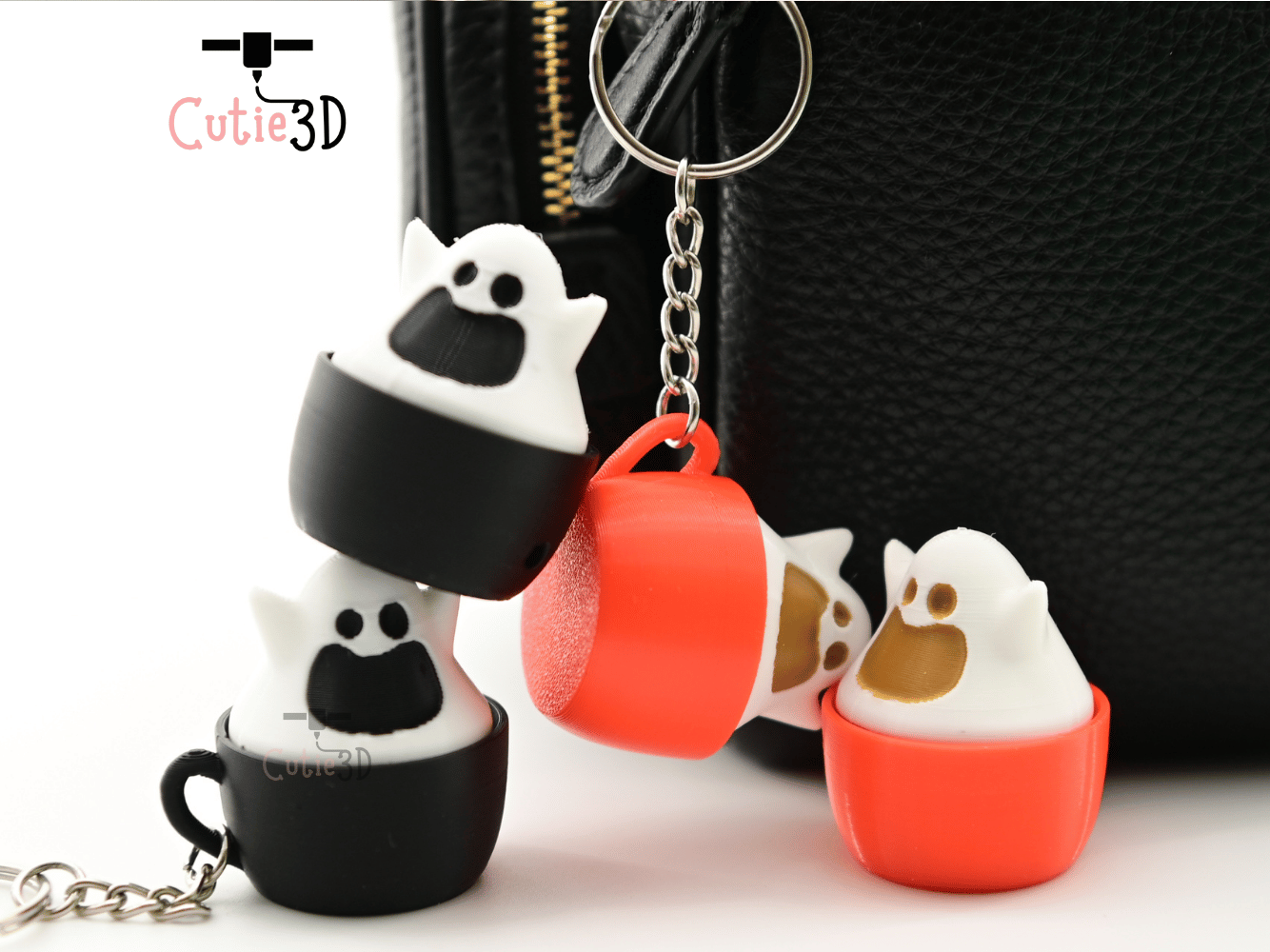 Digital Downloads - Cutie3D Halloween Ghost Mug Keycap Fidget Clicker Keychain - Cute Backpack Keychain