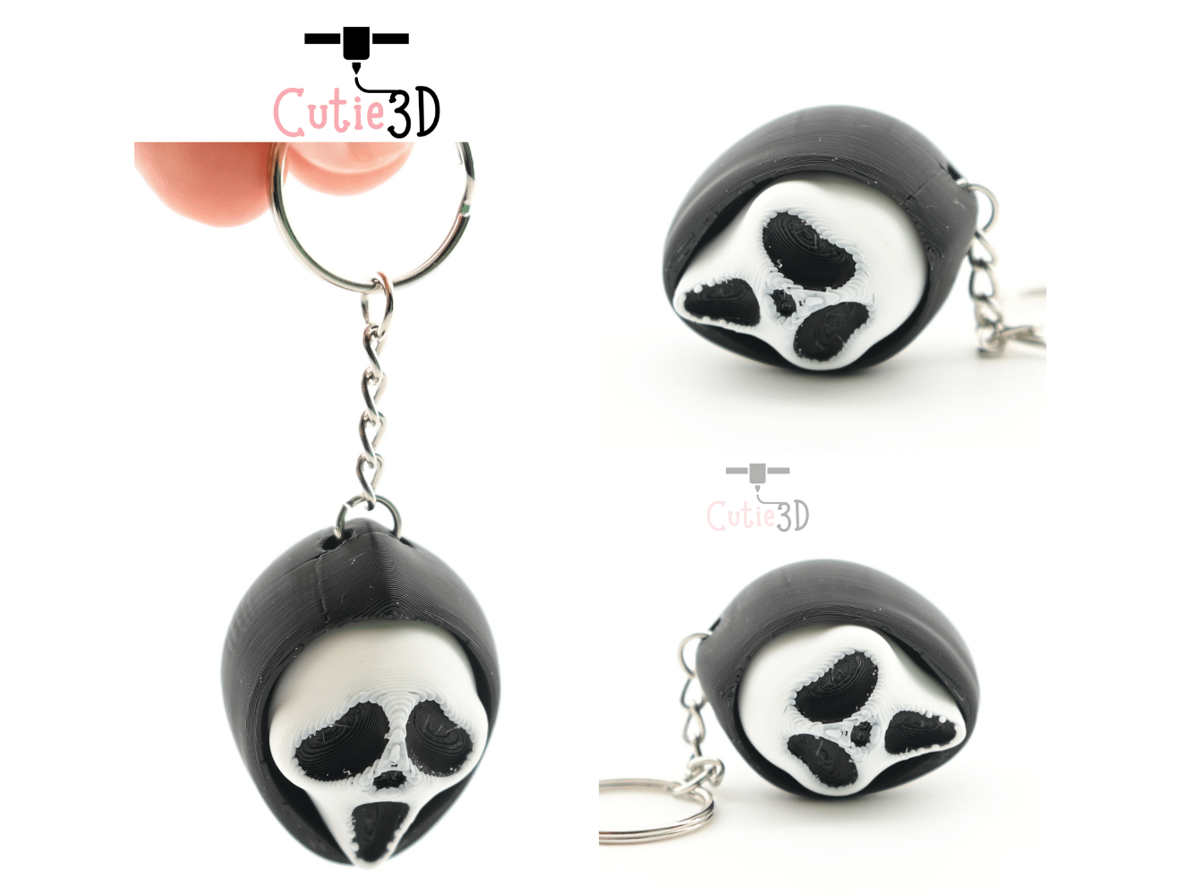 Digital Downloads - Cutie3D Halloween Scream Face Keycap Fidget Clicker Keychain - Cute Backpack Keychain