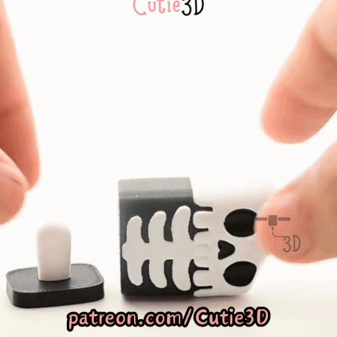 Digital Downloads - Cutie3D Halloween Skeleton Popsicle Keycap Fidget Clicker Keychain - Cute Backpack Keychain