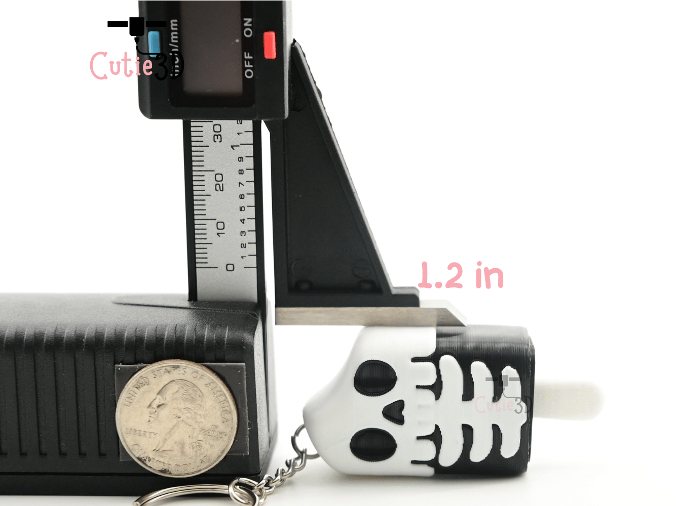 Digital Downloads - Cutie3D Halloween Skeleton Popsicle Keycap Fidget Clicker Keychain - Cute Backpack Keychain