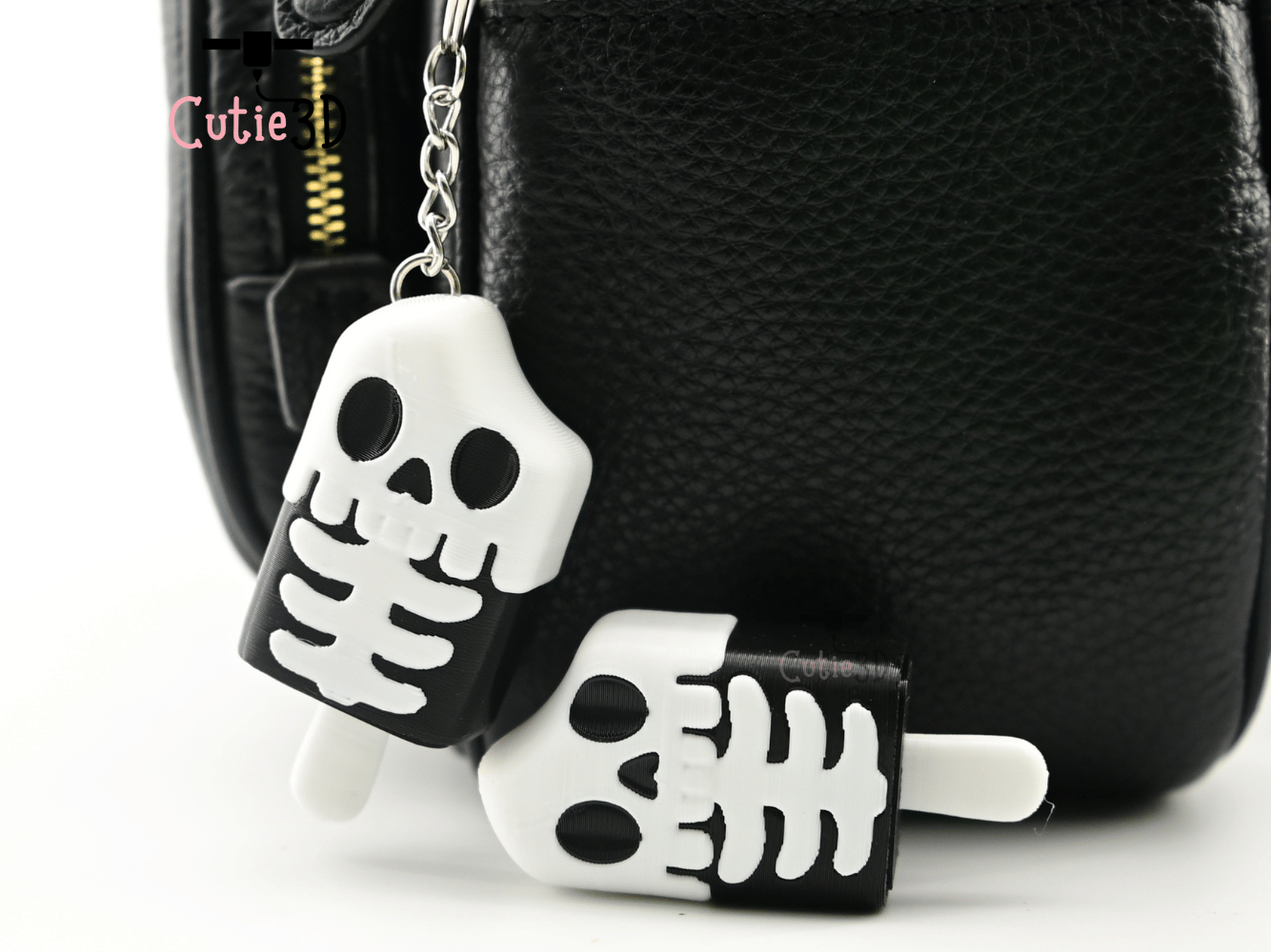 Digital Downloads - Cutie3D Halloween Skeleton Popsicle Keycap Fidget Clicker Keychain - Cute Backpack Keychain