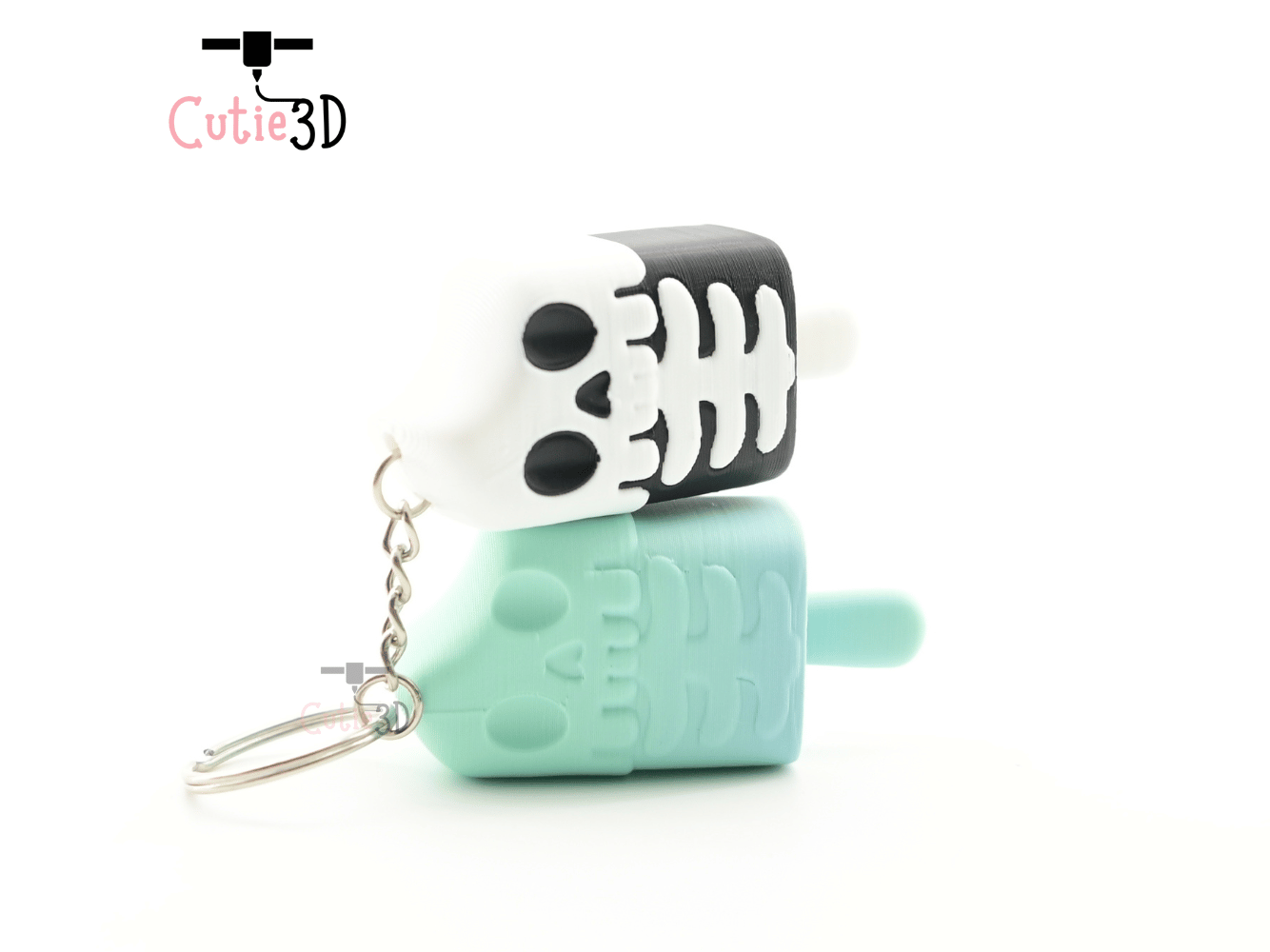 Digital Downloads - Cutie3D Halloween Skeleton Popsicle Keycap Fidget Clicker Keychain - Cute Backpack Keychain
