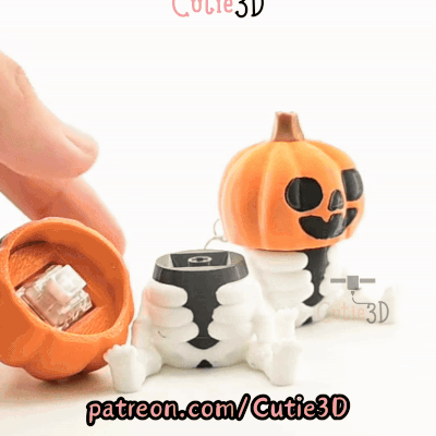 Digital Downloads - Cutie3D Halloween Skeleton Pumpkin Keycap Fidget Clicker Keychain - Cute Backpack Keychain