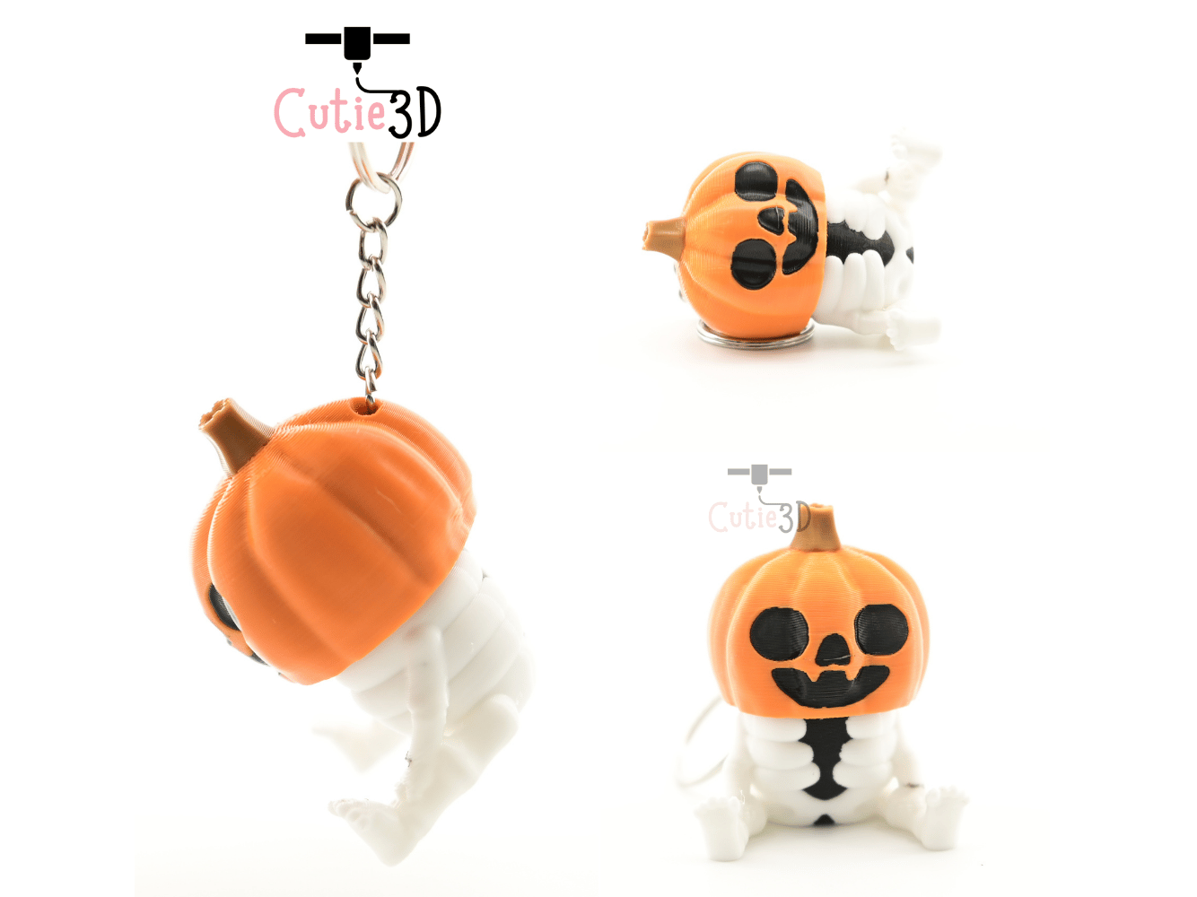 Digital Downloads - Cutie3D Halloween Skeleton Pumpkin Keycap Fidget Clicker Keychain - Cute Backpack Keychain