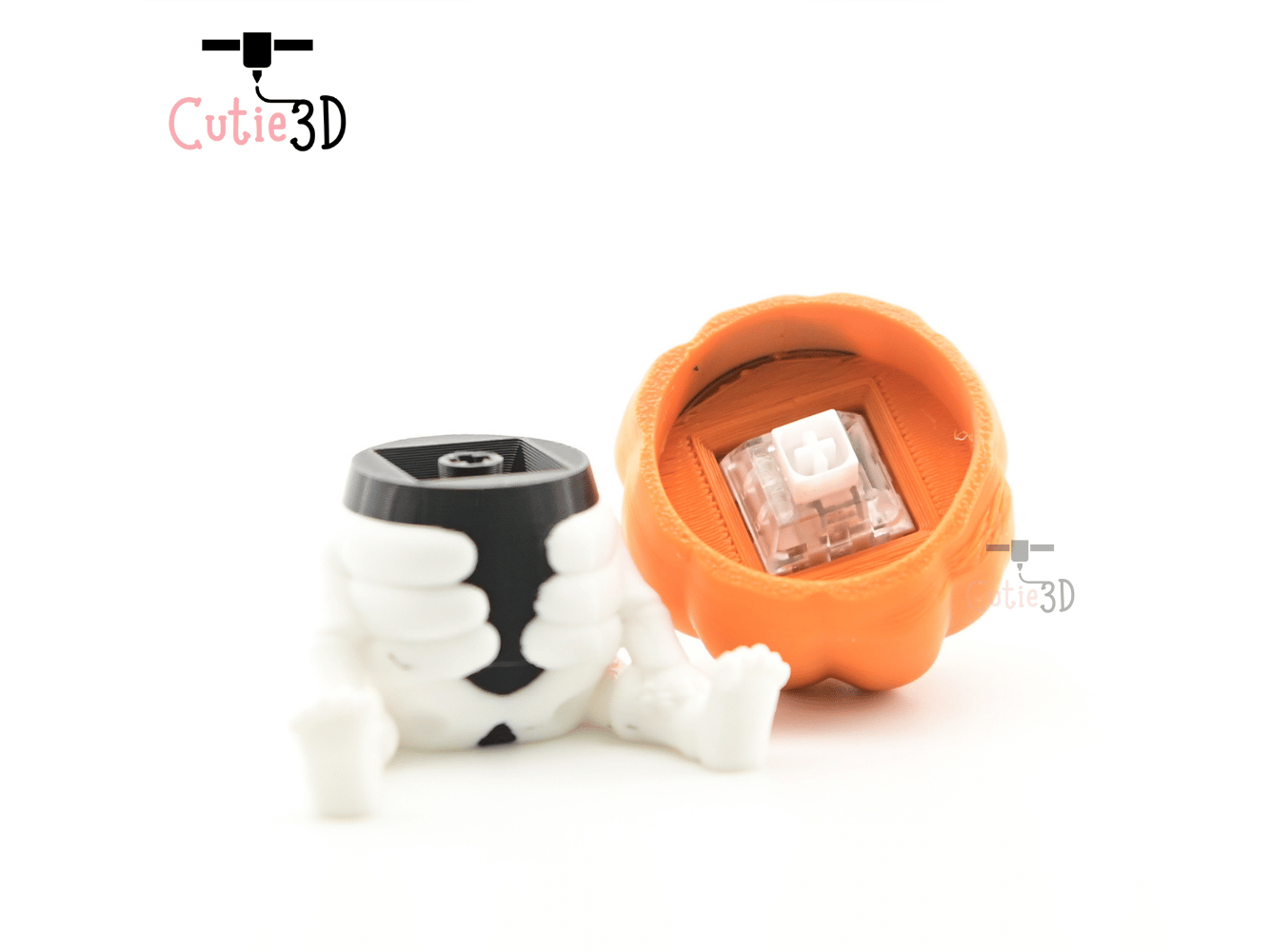 Digital Downloads - Cutie3D Halloween Skeleton Pumpkin Keycap Fidget Clicker Keychain - Cute Backpack Keychain