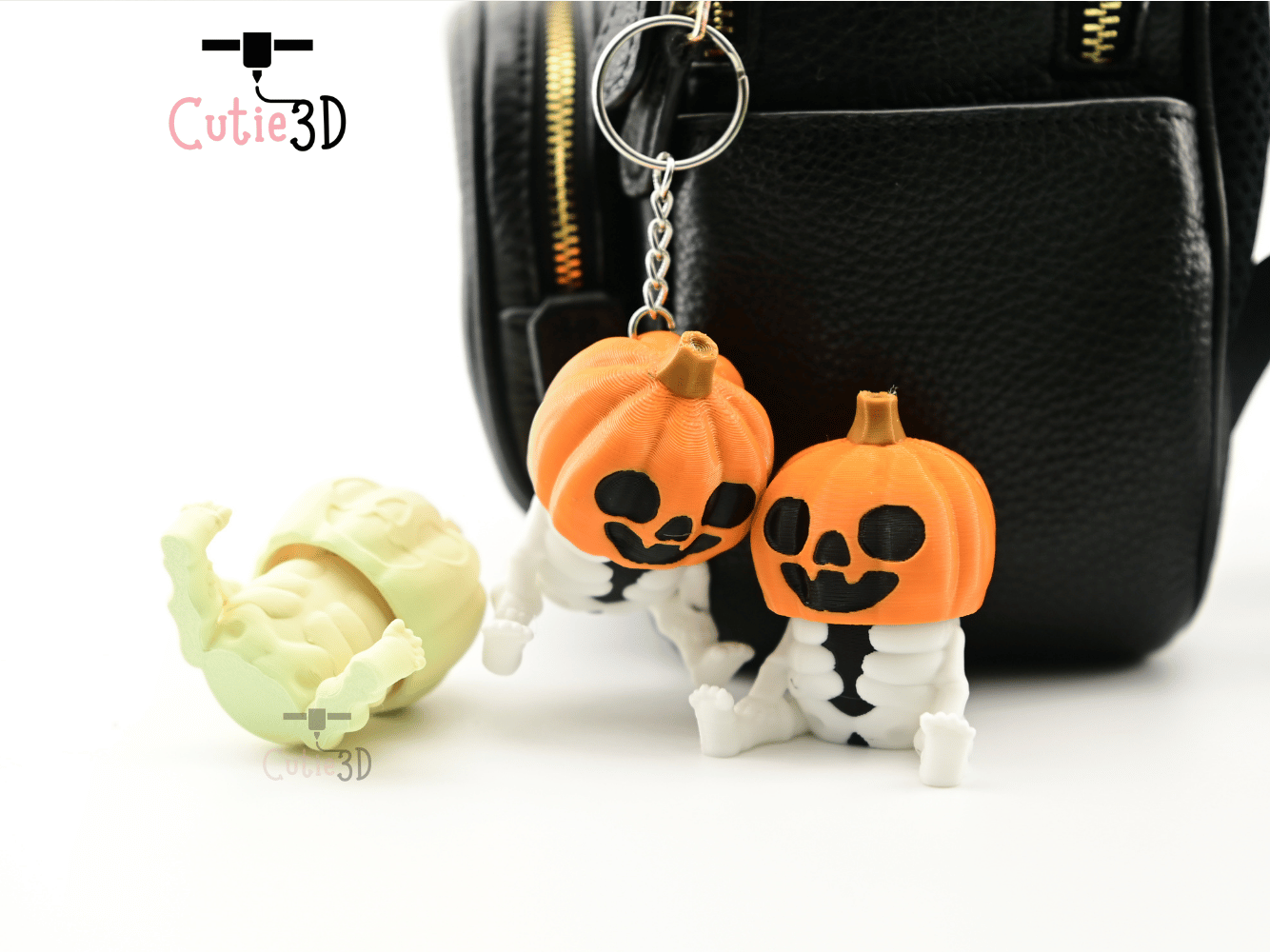 Digital Downloads - Cutie3D Halloween Skeleton Pumpkin Keycap Fidget Clicker Keychain - Cute Backpack Keychain