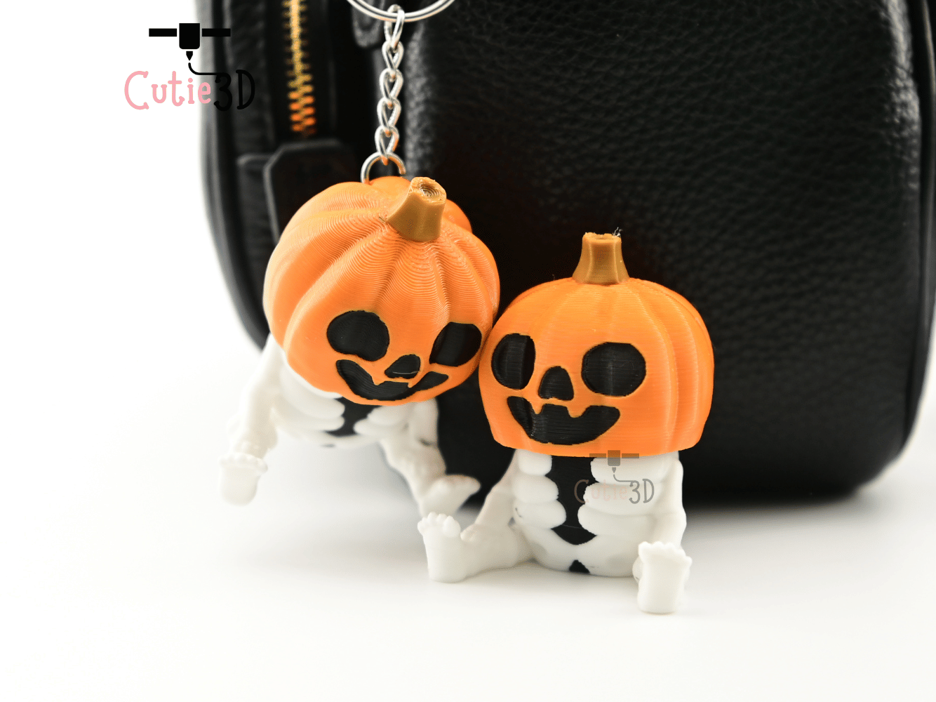 Digital Downloads - Cutie3D Halloween Skeleton Pumpkin Keycap Fidget Clicker Keychain - Cute Backpack Keychain