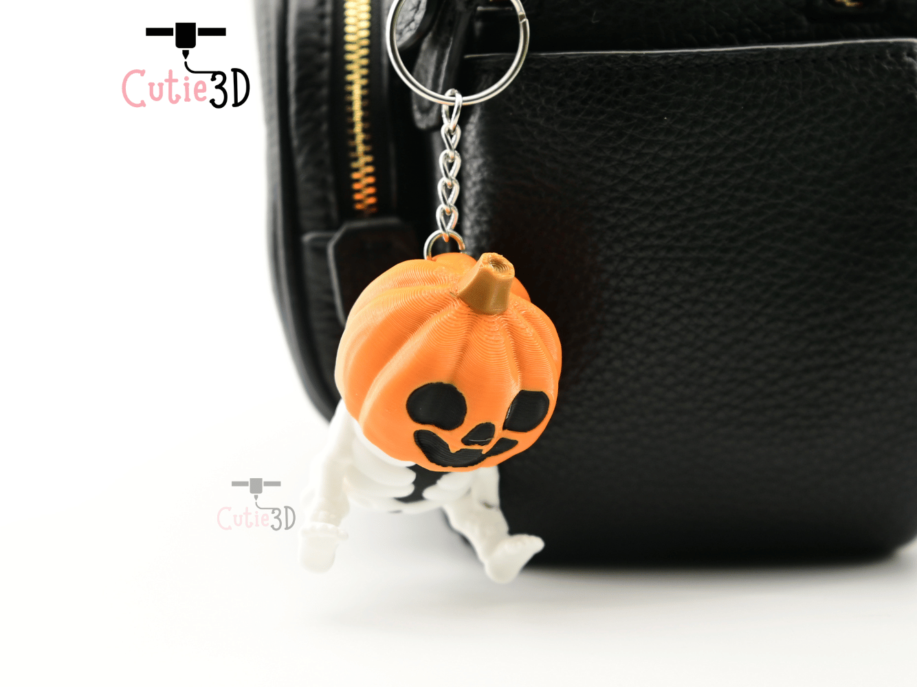 Digital Downloads - Cutie3D Halloween Skeleton Pumpkin Keycap Fidget Clicker Keychain - Cute Backpack Keychain