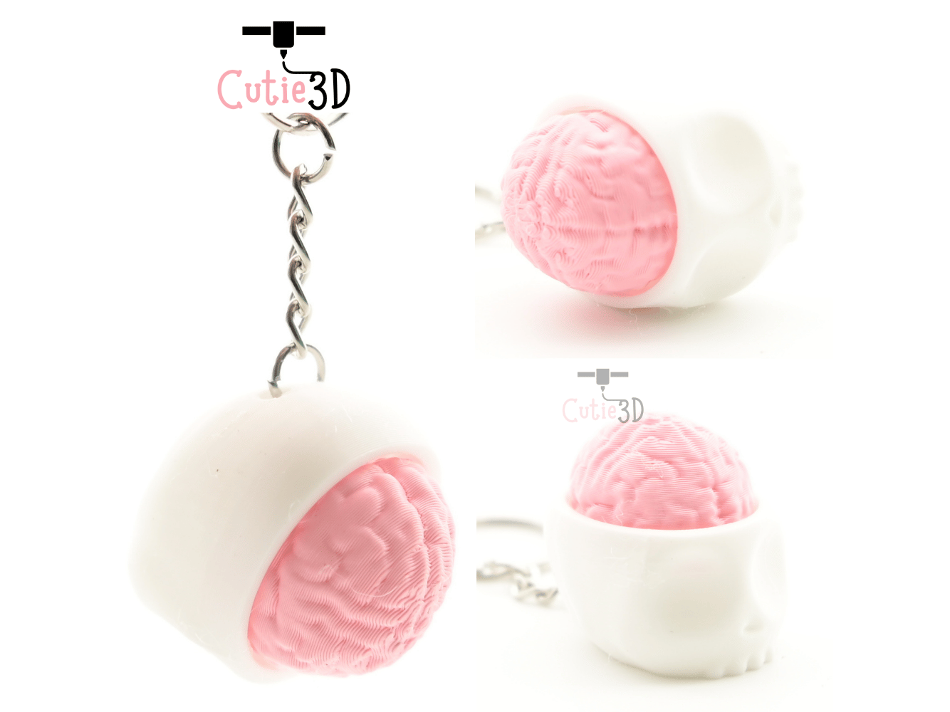 Digital Downloads - Cutie3D Halloween Skull Brain Keycap Fidget Clicker Keychain - Cute Backpack Keychain