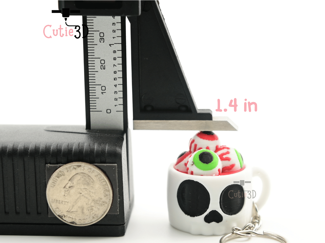 Digital Downloads - Cutie3D Halloween Skull Cup With Eyeballs Keycap Fidget Clicker Keychain - Cute Backpack Keychain
