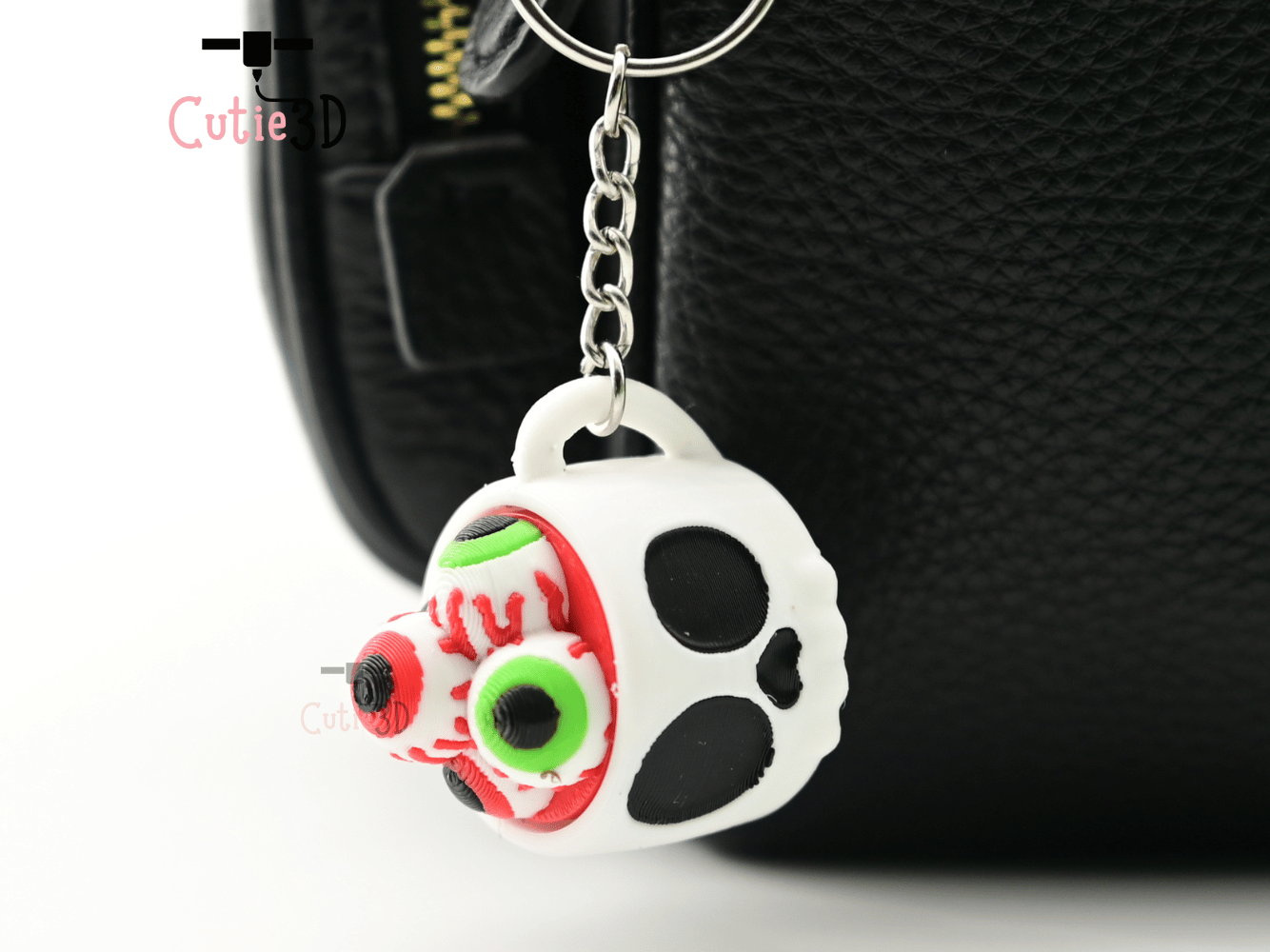 Digital Downloads - Cutie3D Halloween Skull Cup With Eyeballs Keycap Fidget Clicker Keychain - Cute Backpack Keychain